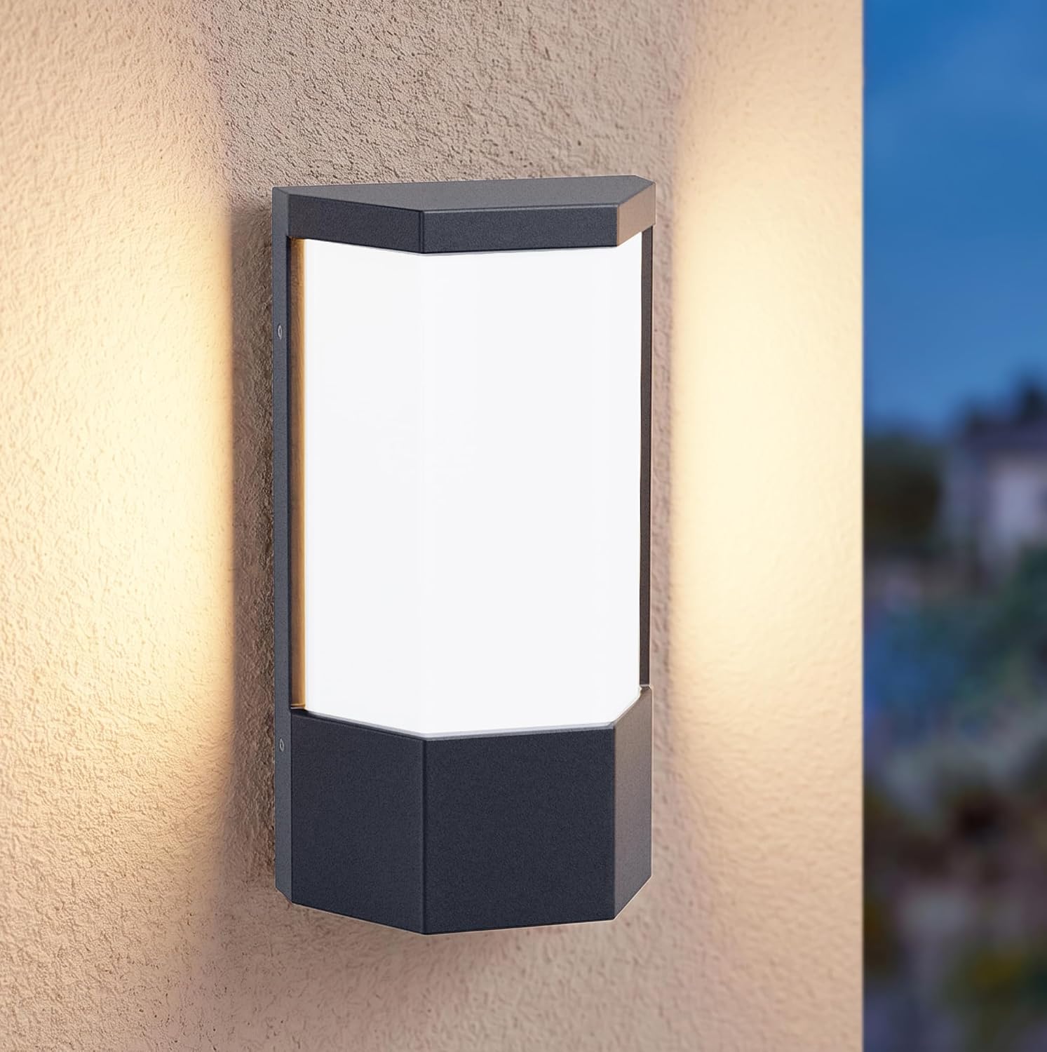 Detalle de Aipsun 24W Applique LED da Esterno/Interno Antracite: 2000 lm, IP65, 88 LED, 3000K