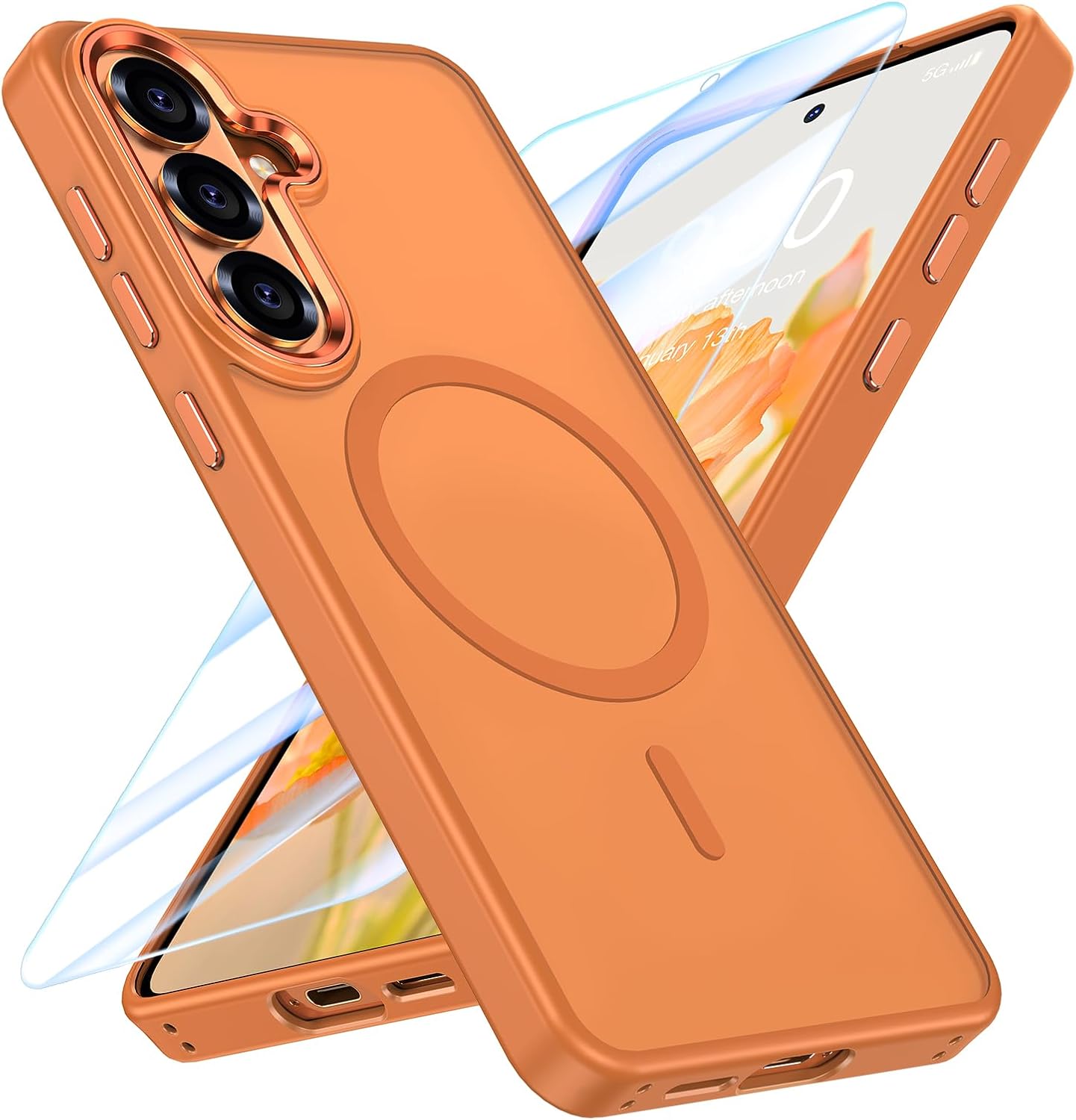 Detalle de MATEPROX Magnetic Case for Samsung Galaxy S26 with Screen Protector (Orange)