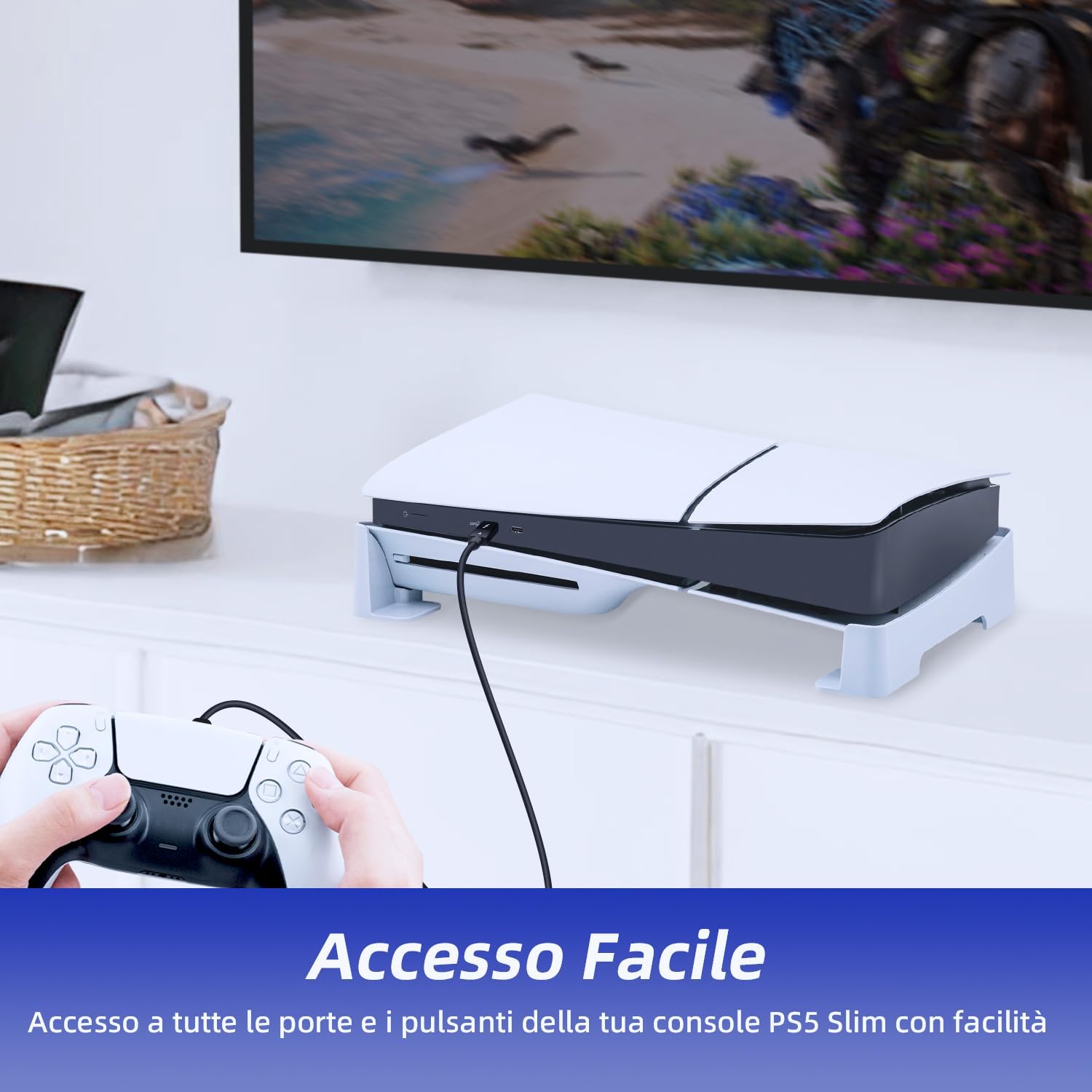 Thumbnail 5 de Tolesum Supporto Orizzontale per PS5 Slim / PS5 Pro (Bianco) con base antiscivolo