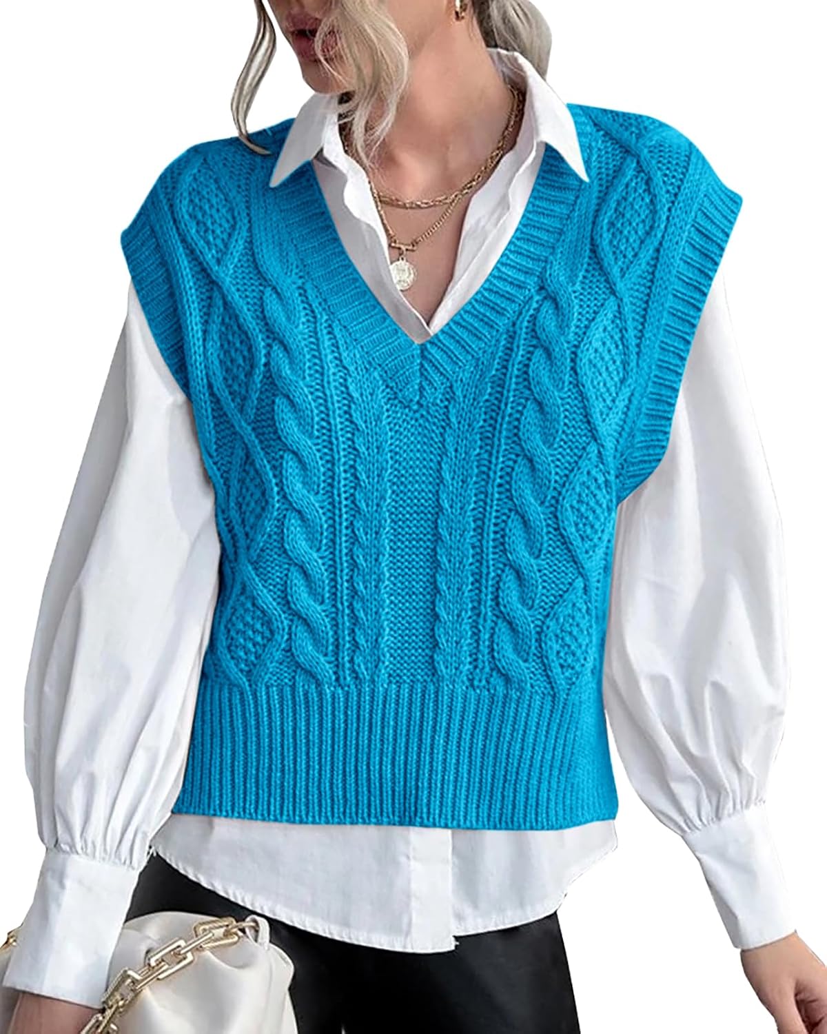 Thumbnail 5 de Women's V-Neck Ribbed Sweater Vest ⚖
