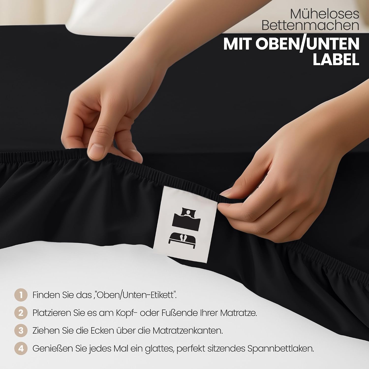 Thumbnail 6 de Utopia Bedding Spannbettlaken 180x200 Schwarz