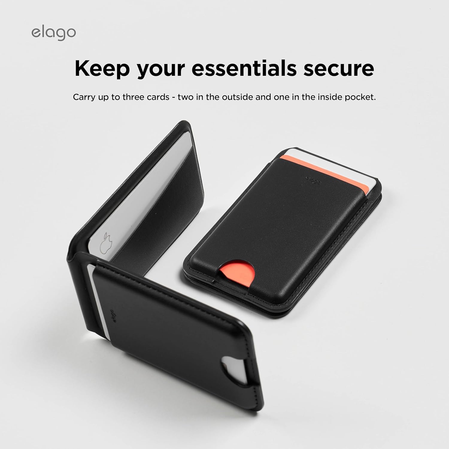 Thumbnail 4 de elago Portafoglio magnetico in pelle sintetica compatibile MagSafe per iPhone 17/16/15/14/13/12 (supporto multi-angolo) nero