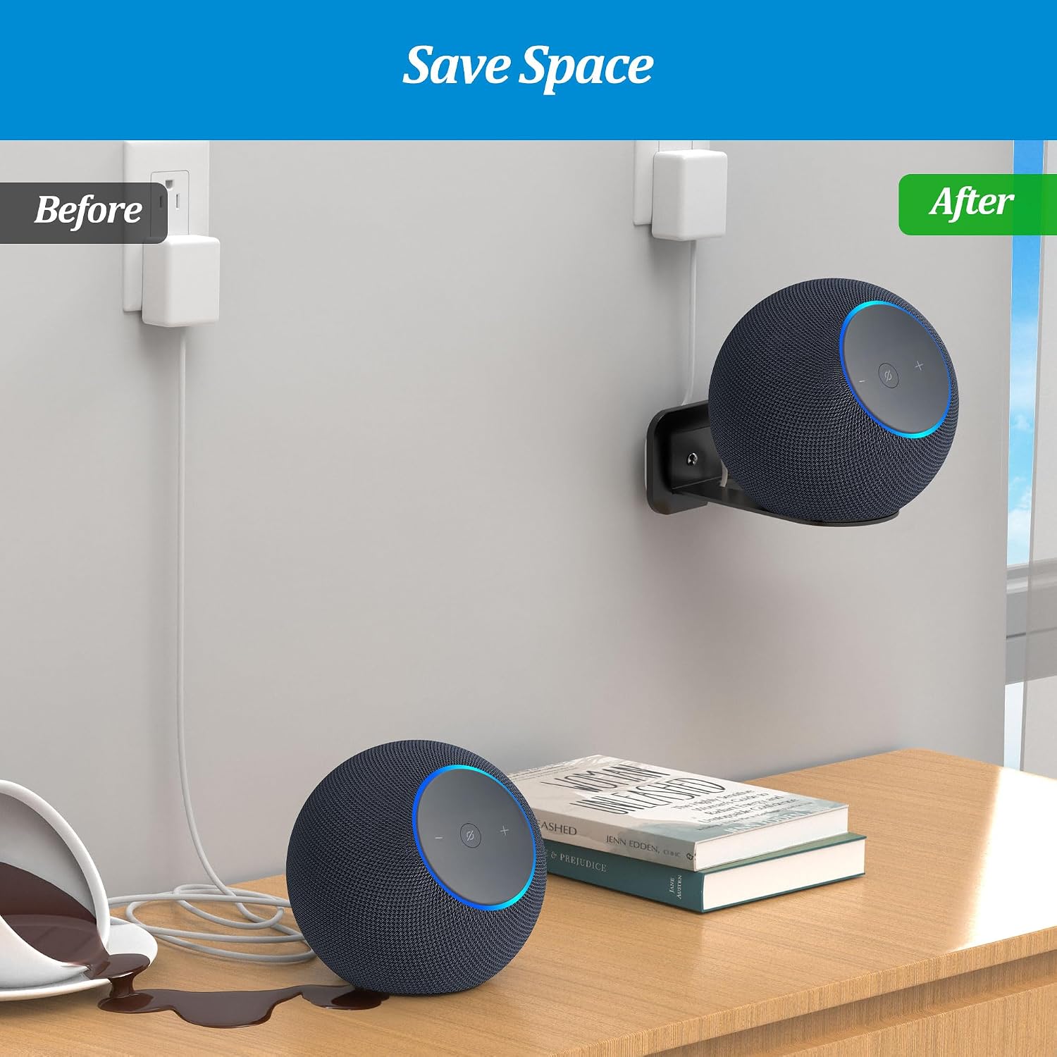 Thumbnail 4 de PlusAcc Wall Mount for Studio – Space-Saving Shelf Bracket for Sonos Era 100, Studio & Echo 4th Gen (Black)