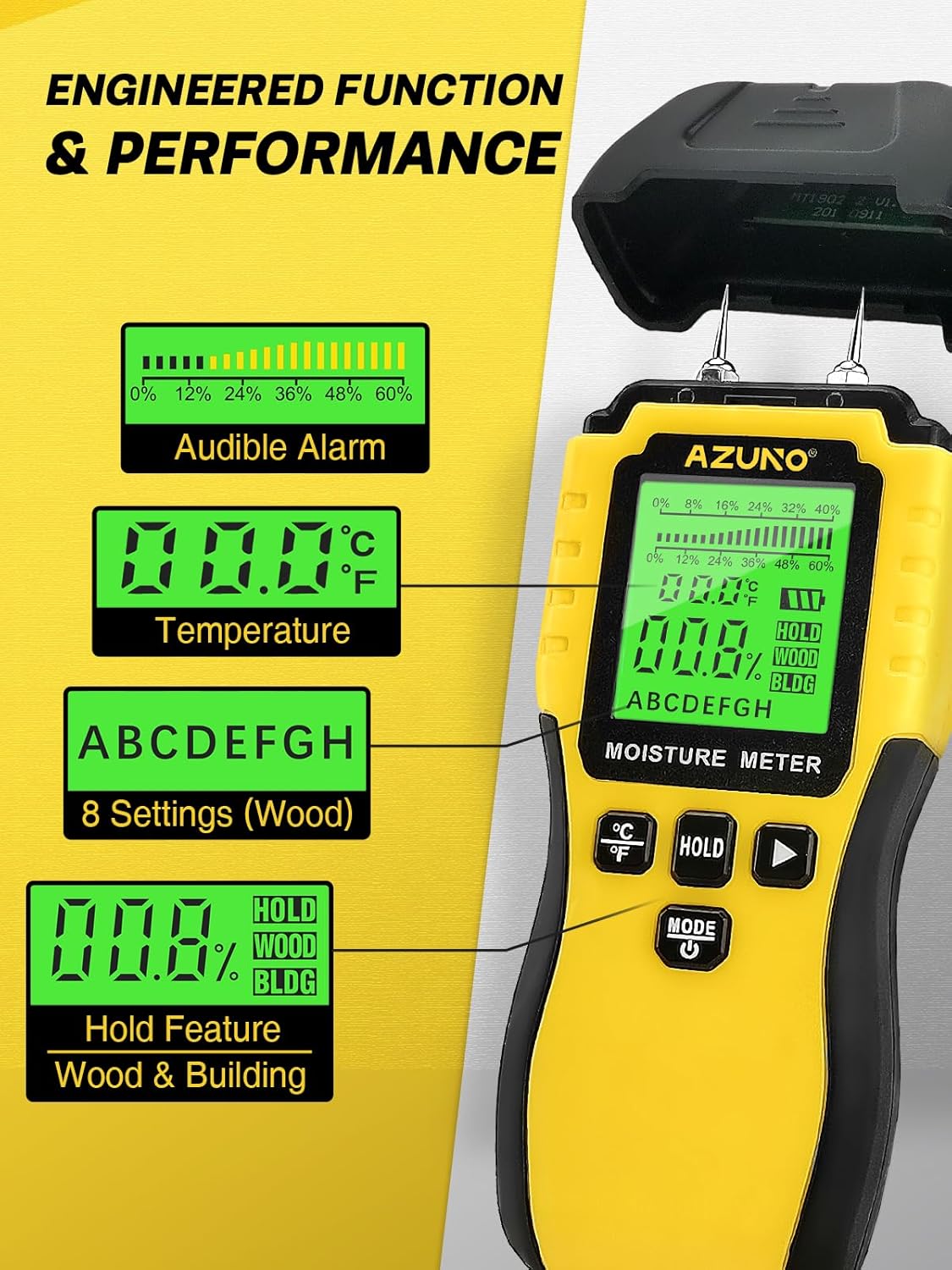 Detalle 2 de Moisture Dampness Meter 8-mode pin-type