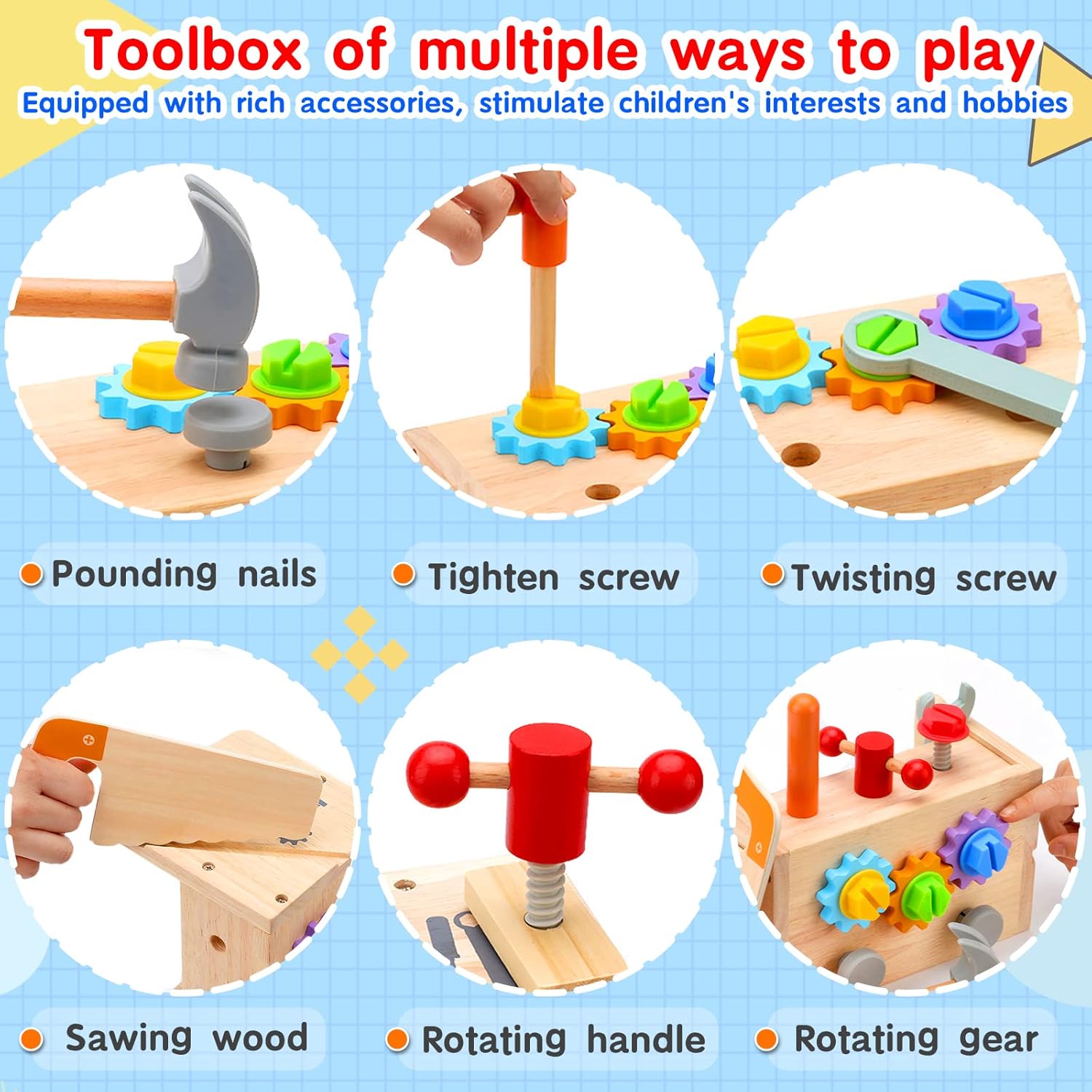 Thumbnail 2 de Mgtfbg Kids Tool Set 29 PCS Wooden Toy