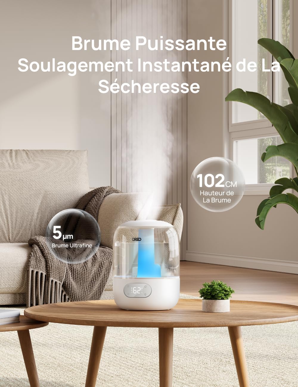 Thumbnail 4 de Dreo 3L Humidificateur Bébé Silencieux: brume fraîche, capteur d’humidité et lumière d’ambiance