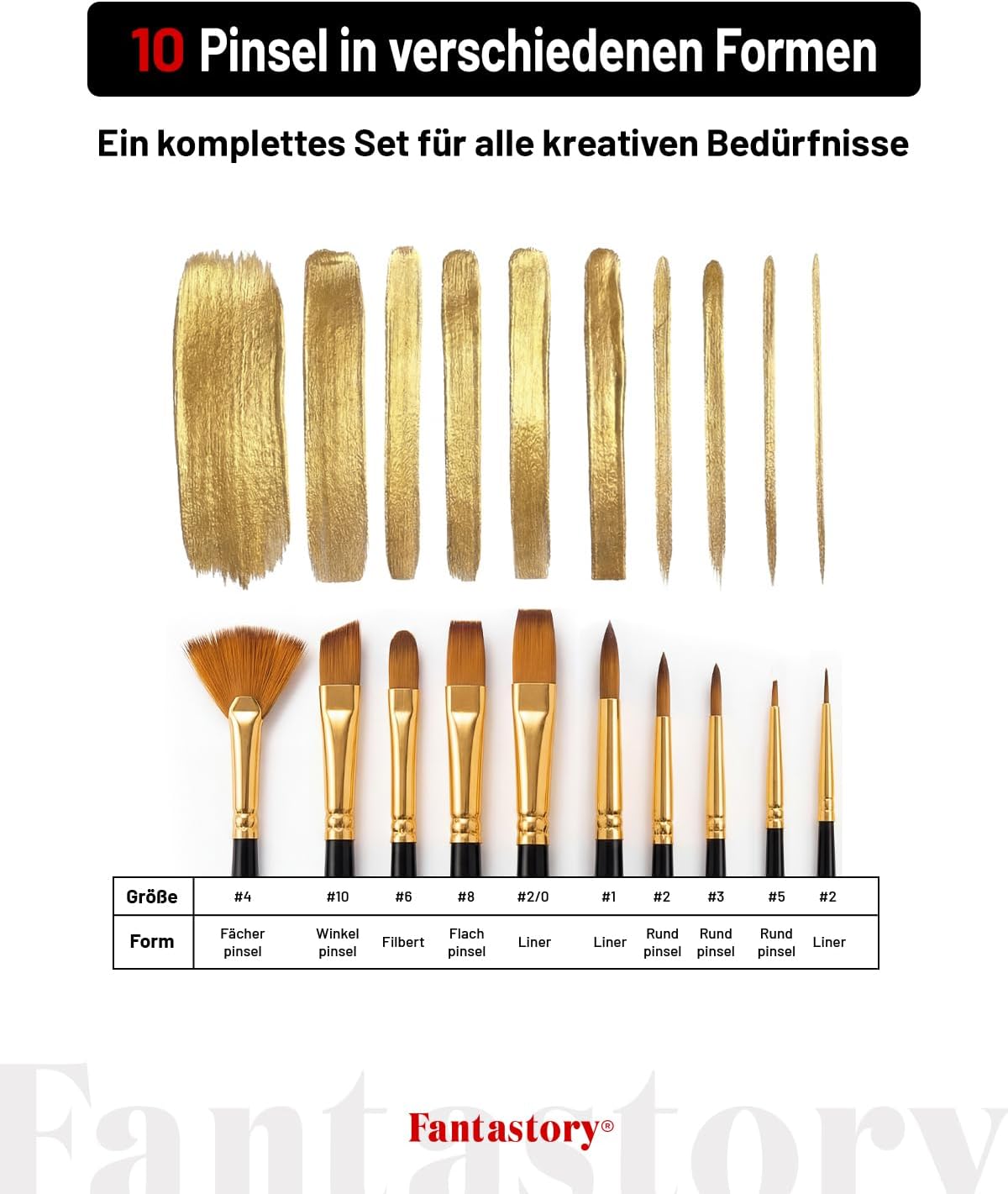 Thumbnail 6 de Fantastory Acrylfarben Set – 18 × 36 ml Tuben mit 10 Pinseln, hochpigmentiert