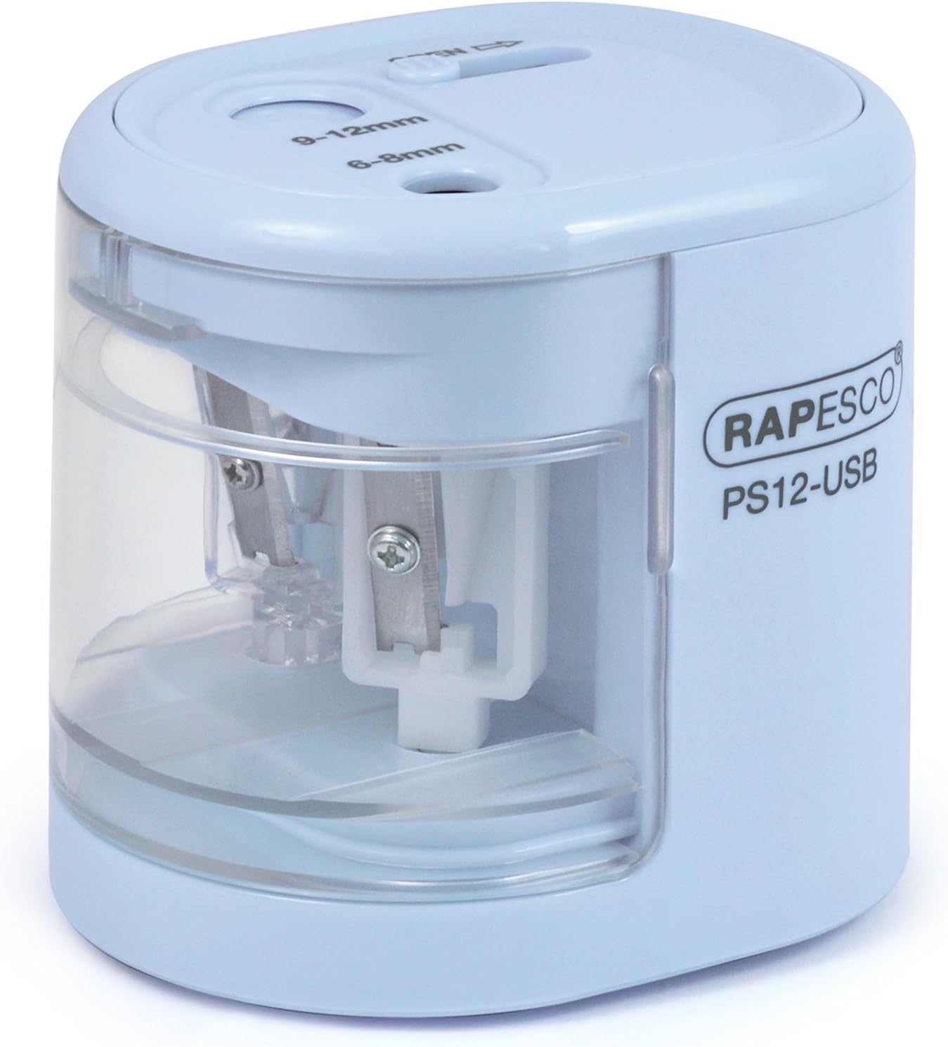 Detalle de Rapesco 1447 PS12-USB Taille-Crayon Électrique Automatique Bleu Pastel