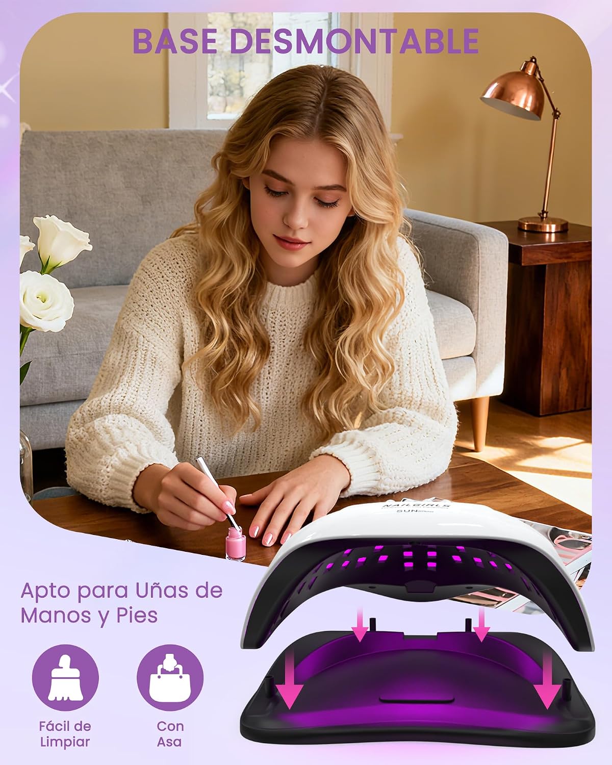 Detalle 2 de NAILGIRLS UV 268W Lámpara LED para uñas 268W