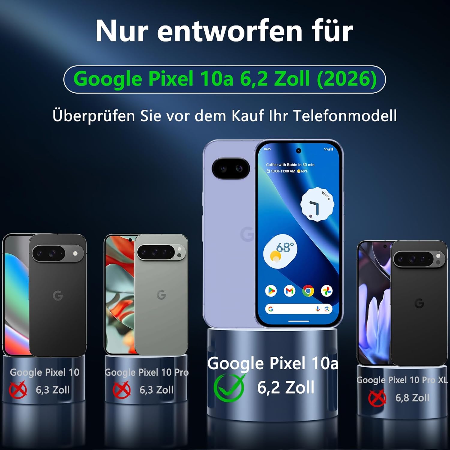 Detalle 2 de OWKEY Pixel 10a Hülle mit MagSafe, Panzer Glas und Militärschutz – Translucent Matte
