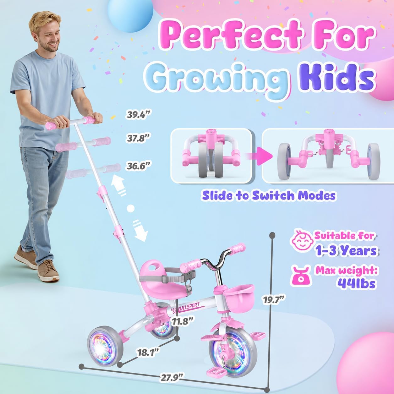 Detalle 2 de Kkdi 5-in-1 Toddler Bike: Grow-With-Your-Child Tricycle for 1–5 Years