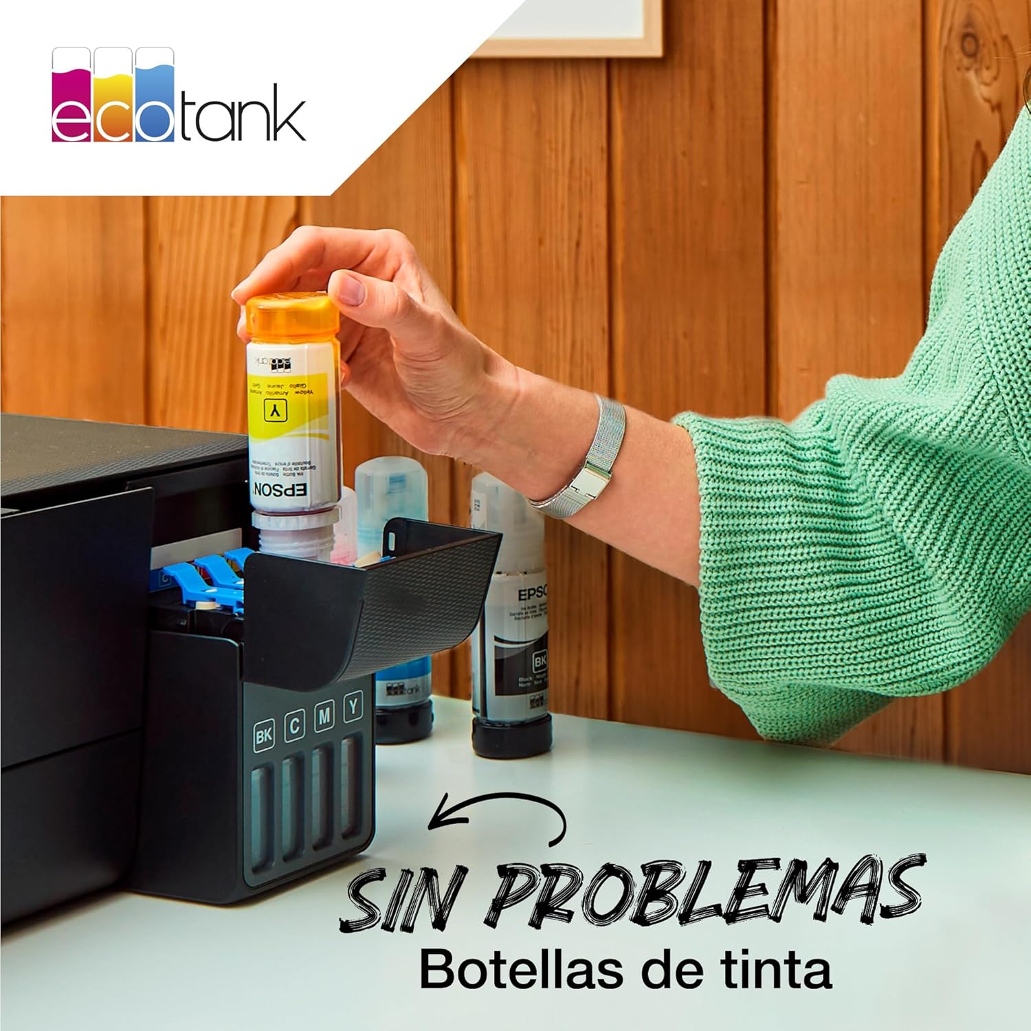 Detalle 1 de Botellas de tinta originales Epson EcoTank serie 102 (4 colores: negro, cian, magenta y amarillo)