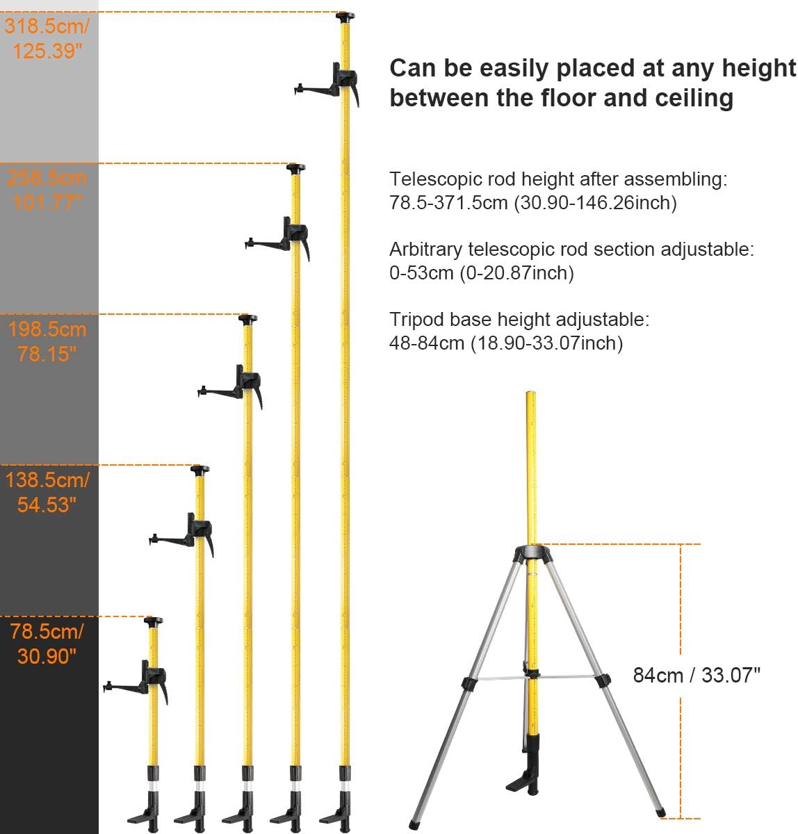 Detalle de Huepar LP36 laser mounting pole 3.7m