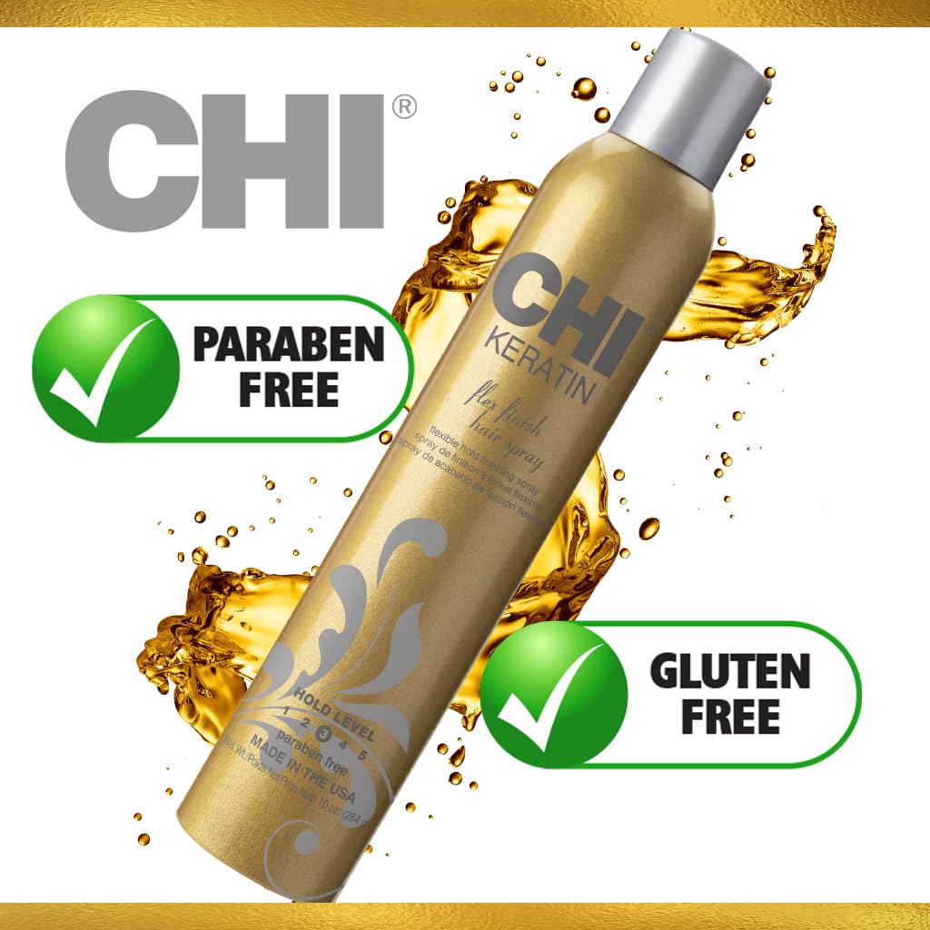 Detalle de CHI Keratin Flex Finish Hair Spray, Lightweight Flexible Hold, 10 Oz