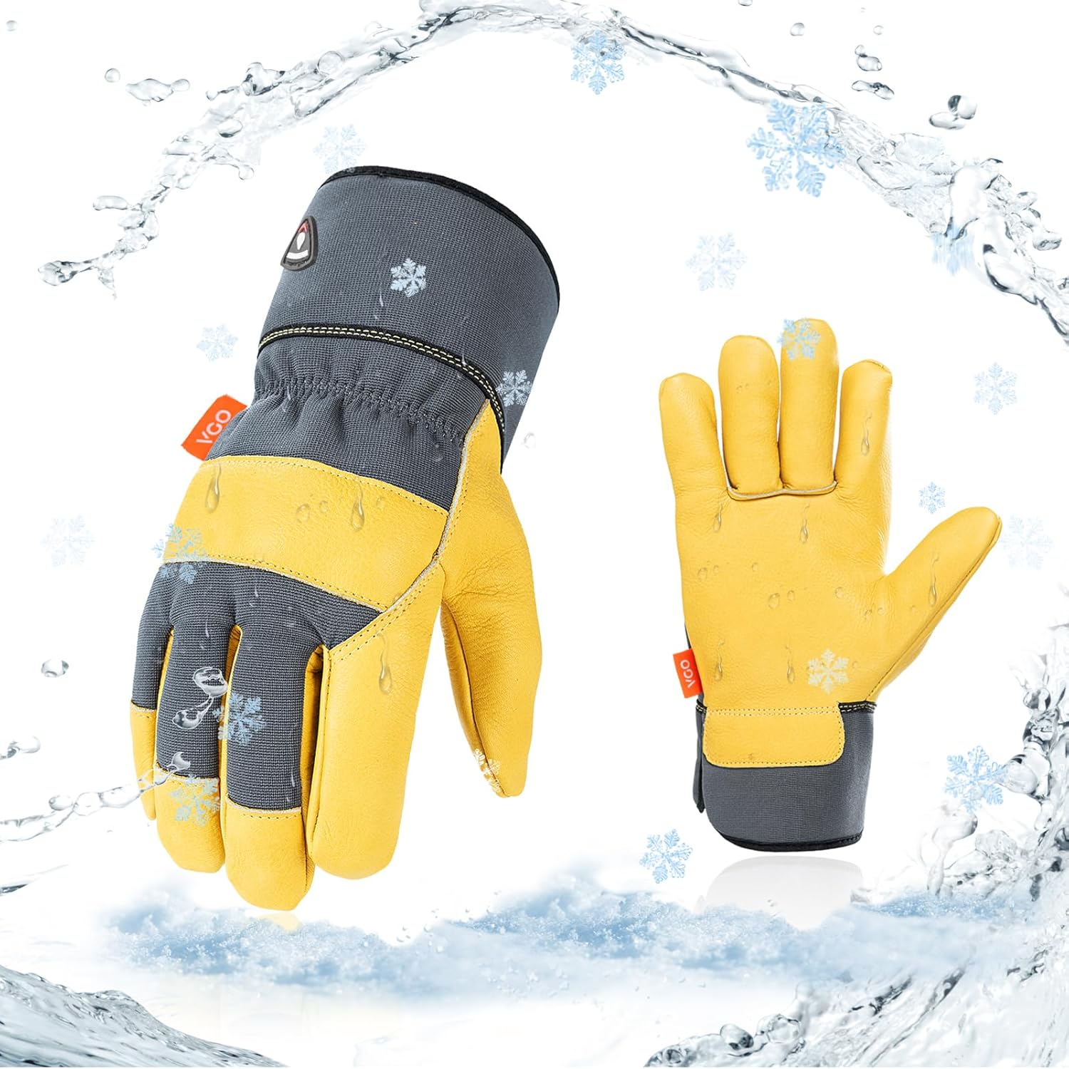 Thumbnail 6 de Vgo... guanti da lavoro invernali in pelle bovina impermeabili, 0°C/32°F