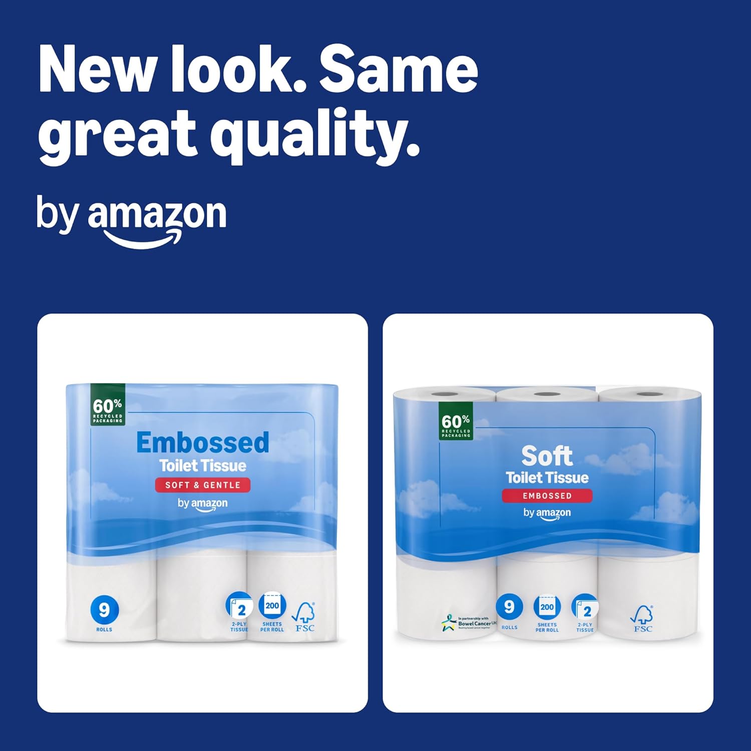 Thumbnail 1 de By Amazon Soft Toilet Tissue (2-Ply) – 45 Rolls (5 x 9), 200 Sheets per Roll, FSC Certified, Made in the UK