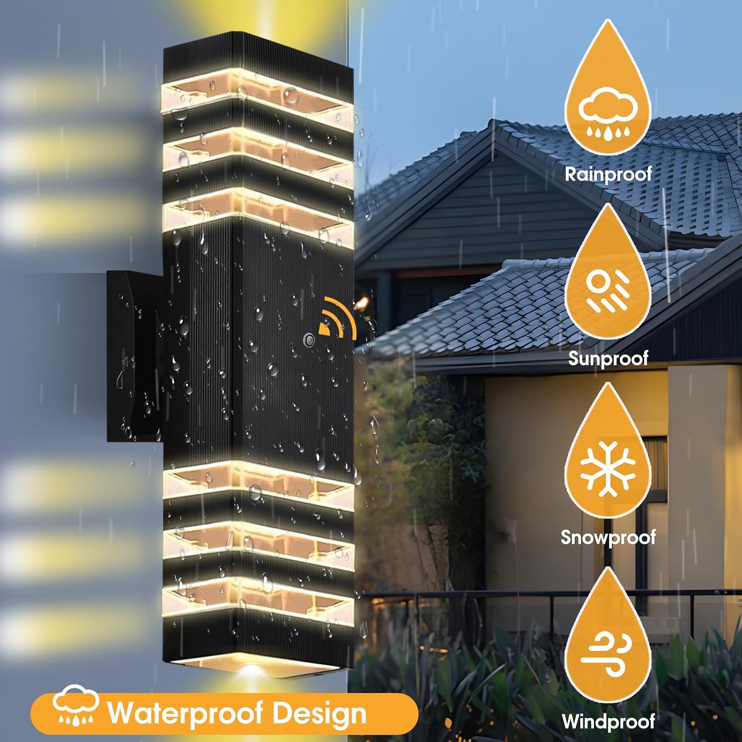Detalle de hameso G020 Outdoor Wall Lights, 2-Pack, 15-Inch, 3000K Warm White