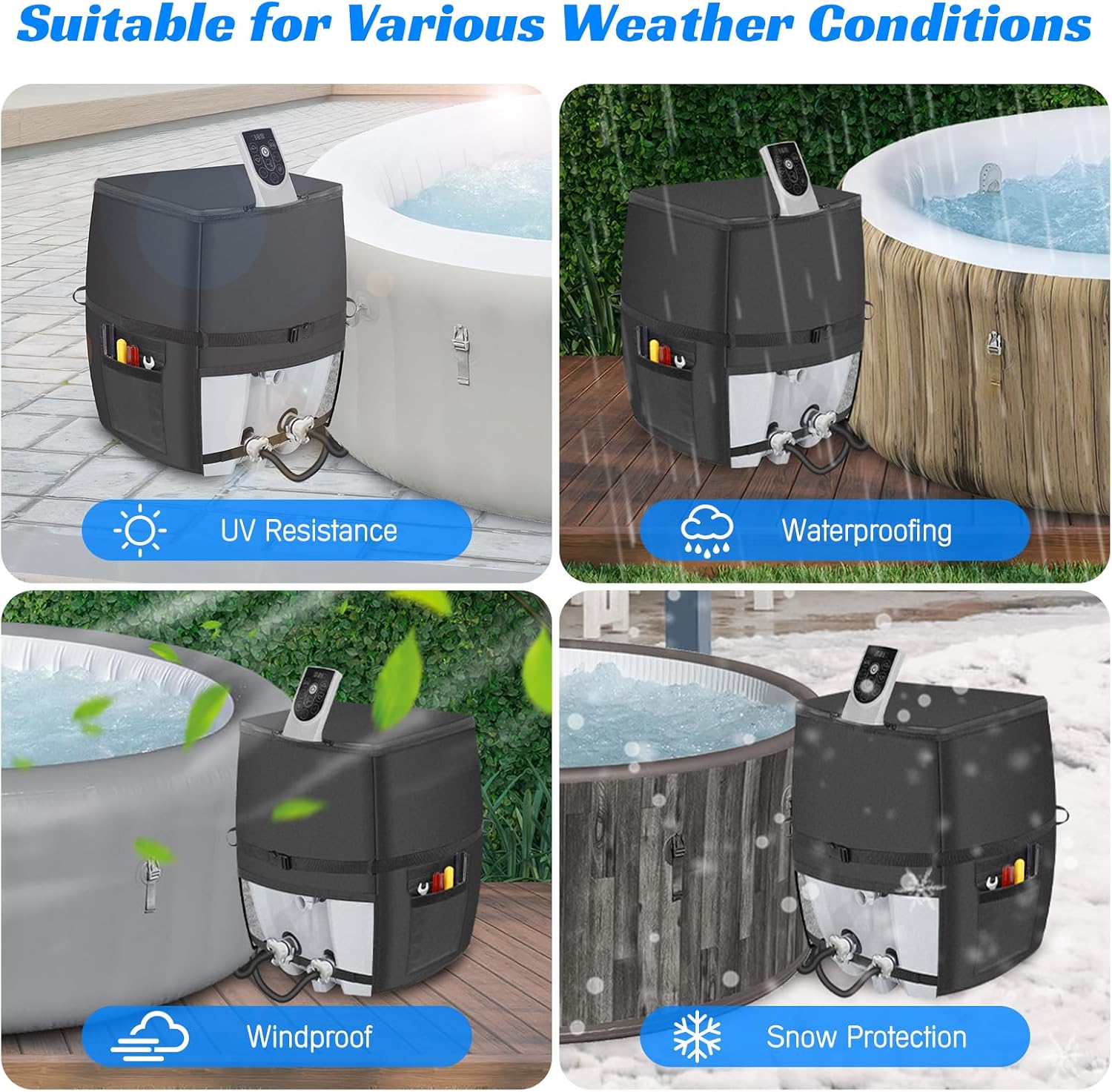 Thumbnail 6 de bespeur Hot Tub Cover Spa Heater Pump Cover, 600D Oxford Fabric