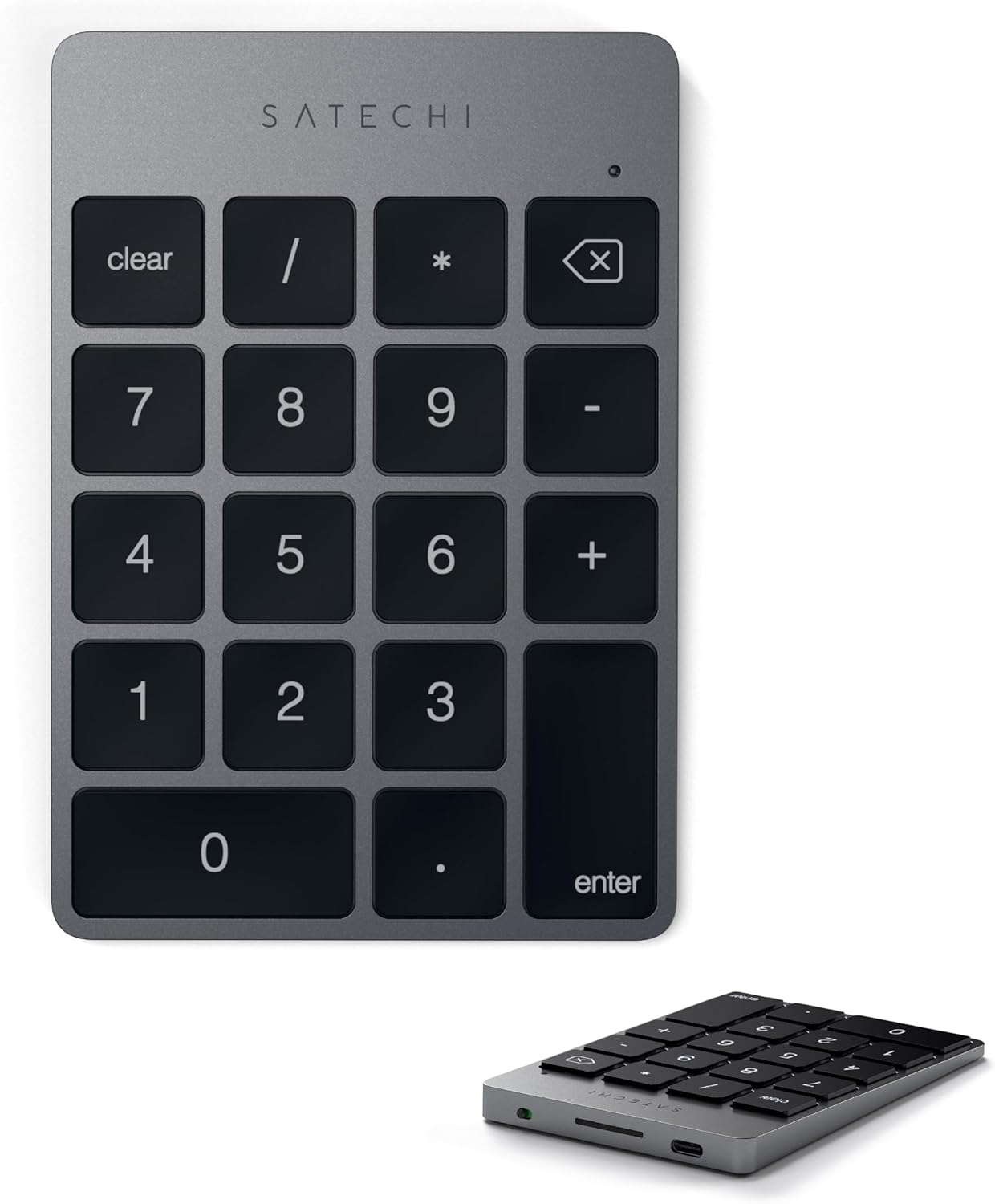 Detalle de Satechi Tastierino Numerico Wireless Slim in alluminio con 18 tasti, Bluetooth e ricarica USB-C (layout US) – grigio