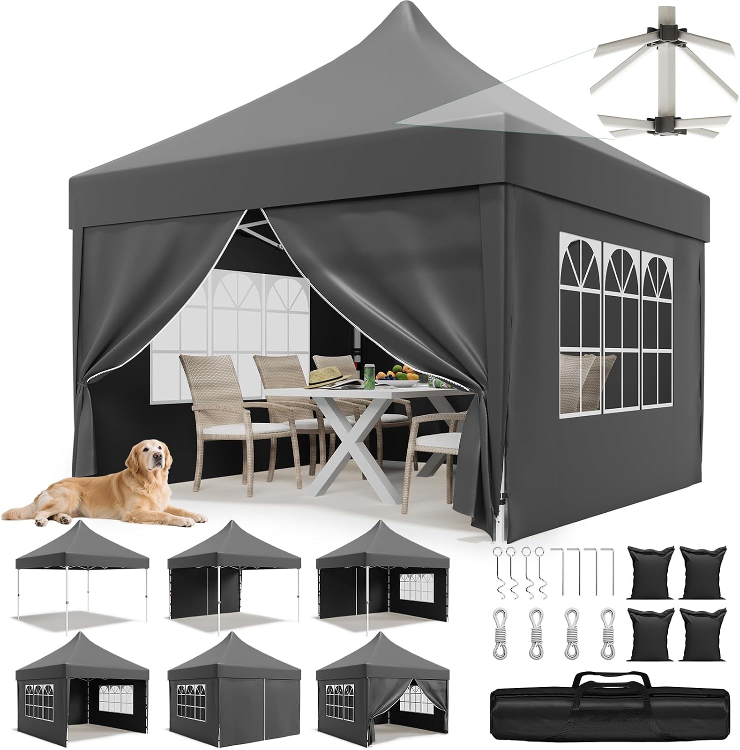 Detalle de JUMMICO Pavillon 3x3m Toit Pointu
