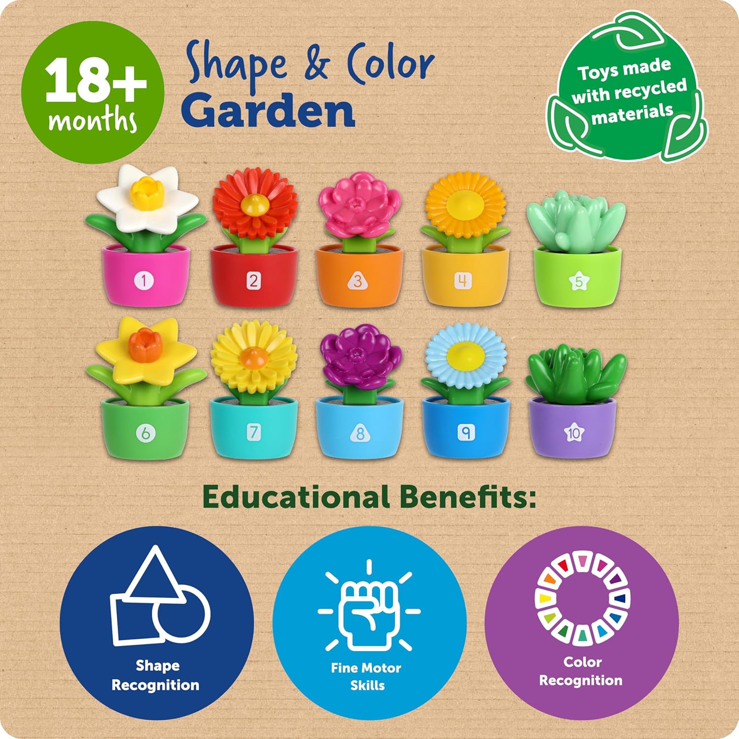 Detalle 1 de Learning Resources Shape & Color Garden: Montessori Toddler Sorting Toy