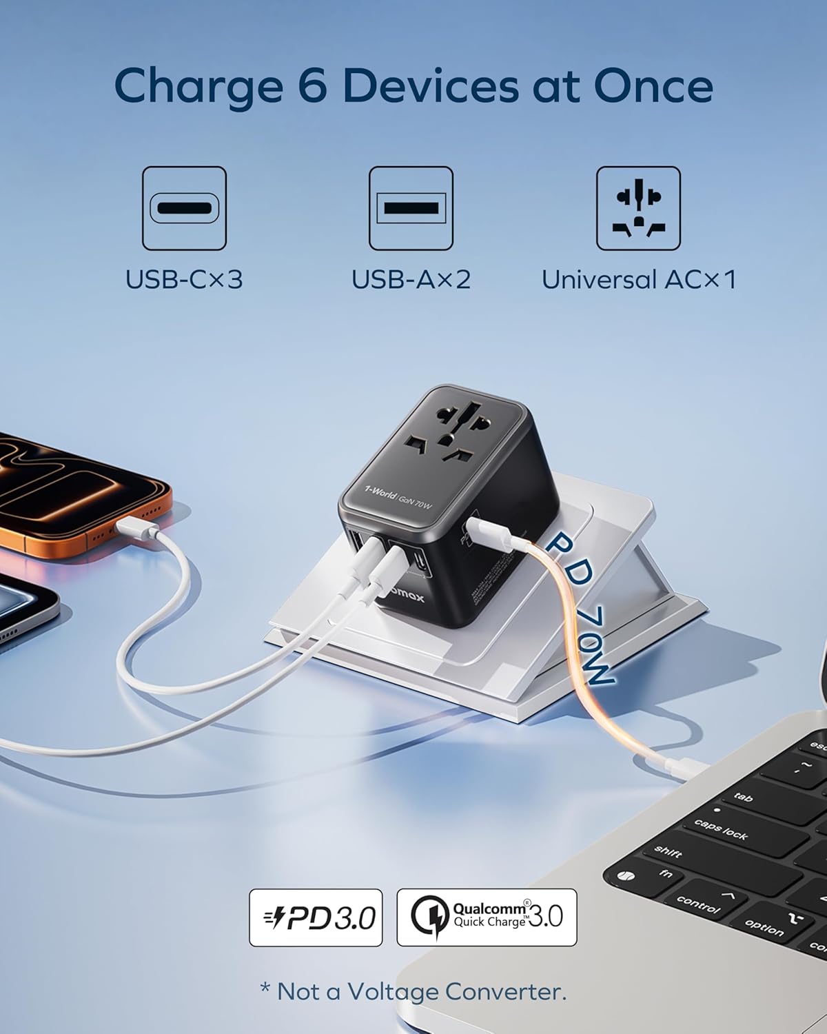 Thumbnail 2 de MOMAX Universal Travel Adapter 70W GaN charger 🔌