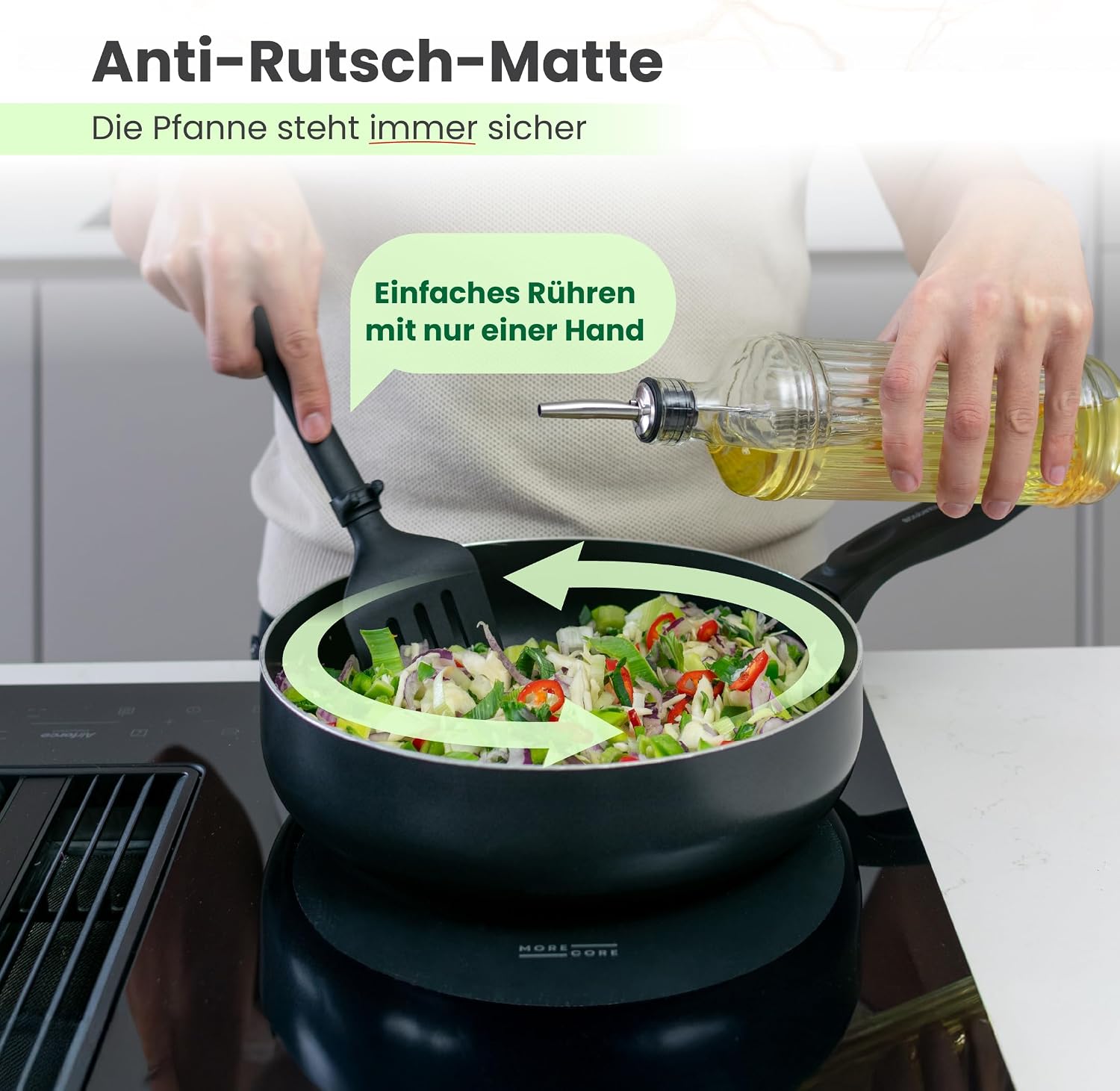 Detalle 2 de MoreCore Induktionskochfeldschutz – Herdabdeckplatten (4x 24 cm) für Induktionsfelder