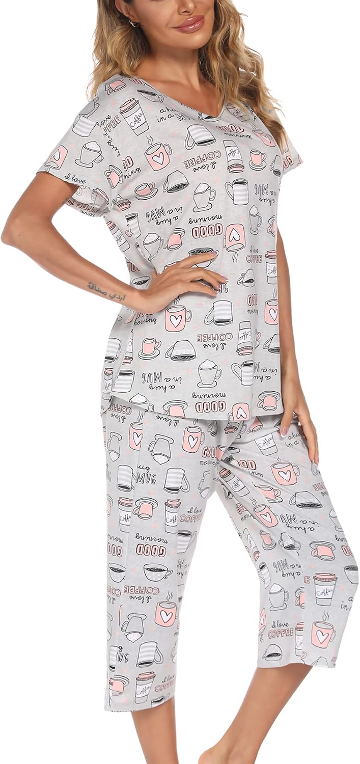Thumbnail 6 de ENJOYNIGHT Women’s Cotton Pajama Set (Short-Sleeve Top + Capri Pants)
