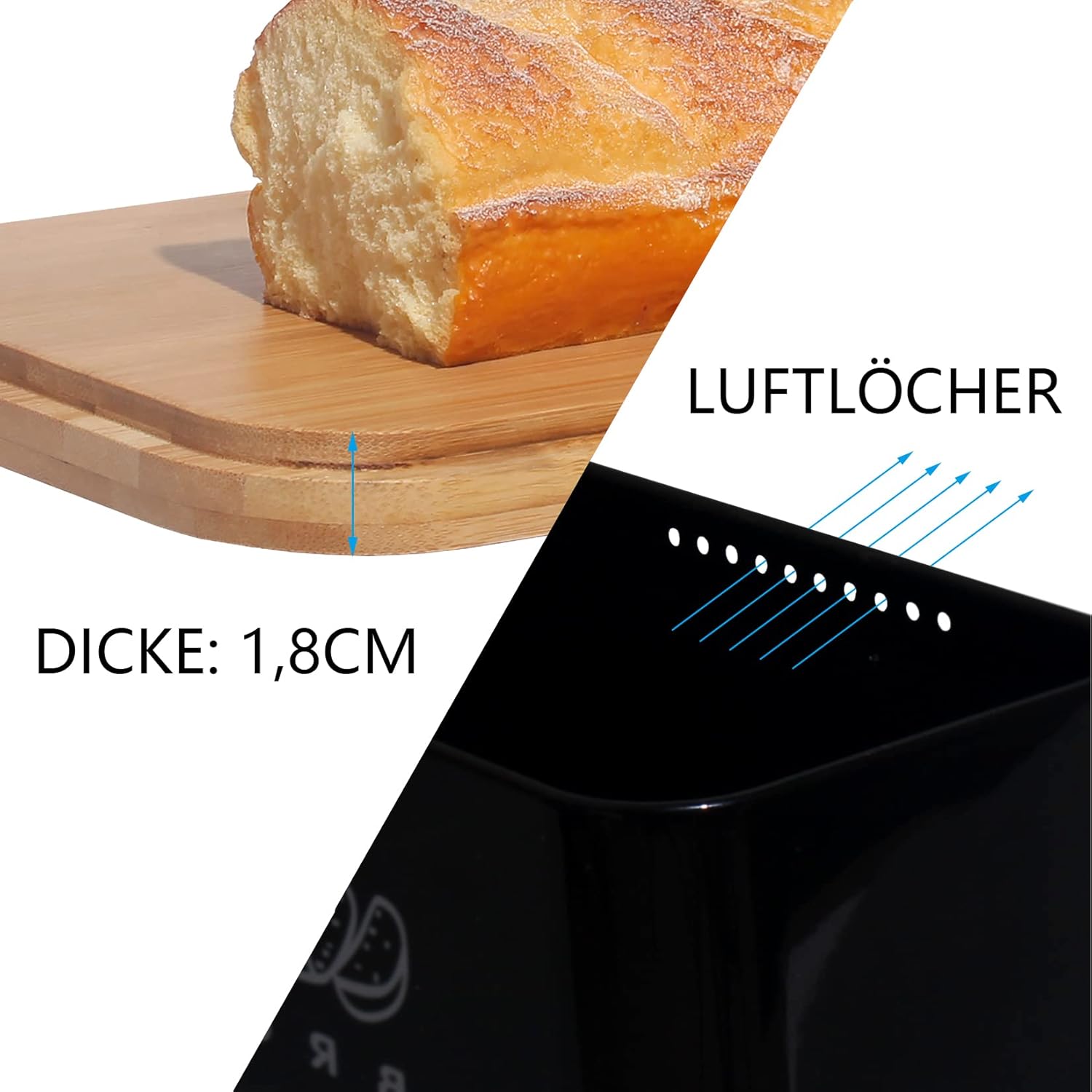Detalle 1 de Theo&Cleo Brotkasten 30×18×14 cm 🍞