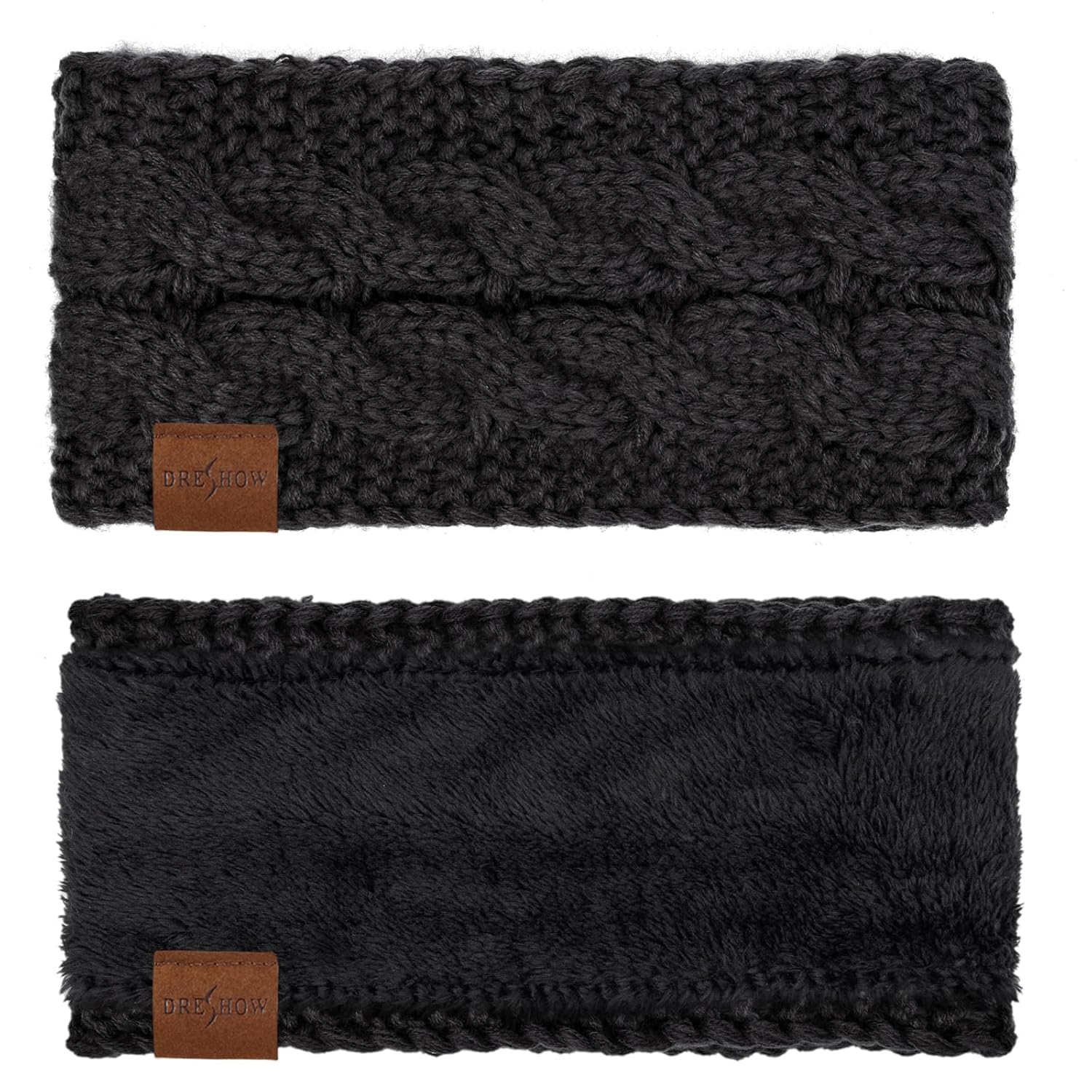 Thumbnail 6 de DRESHOW Damen Warm Gestricktes Stirnband mit Fleecefutter – elastischer Ohrenwärmer, doppellagig
