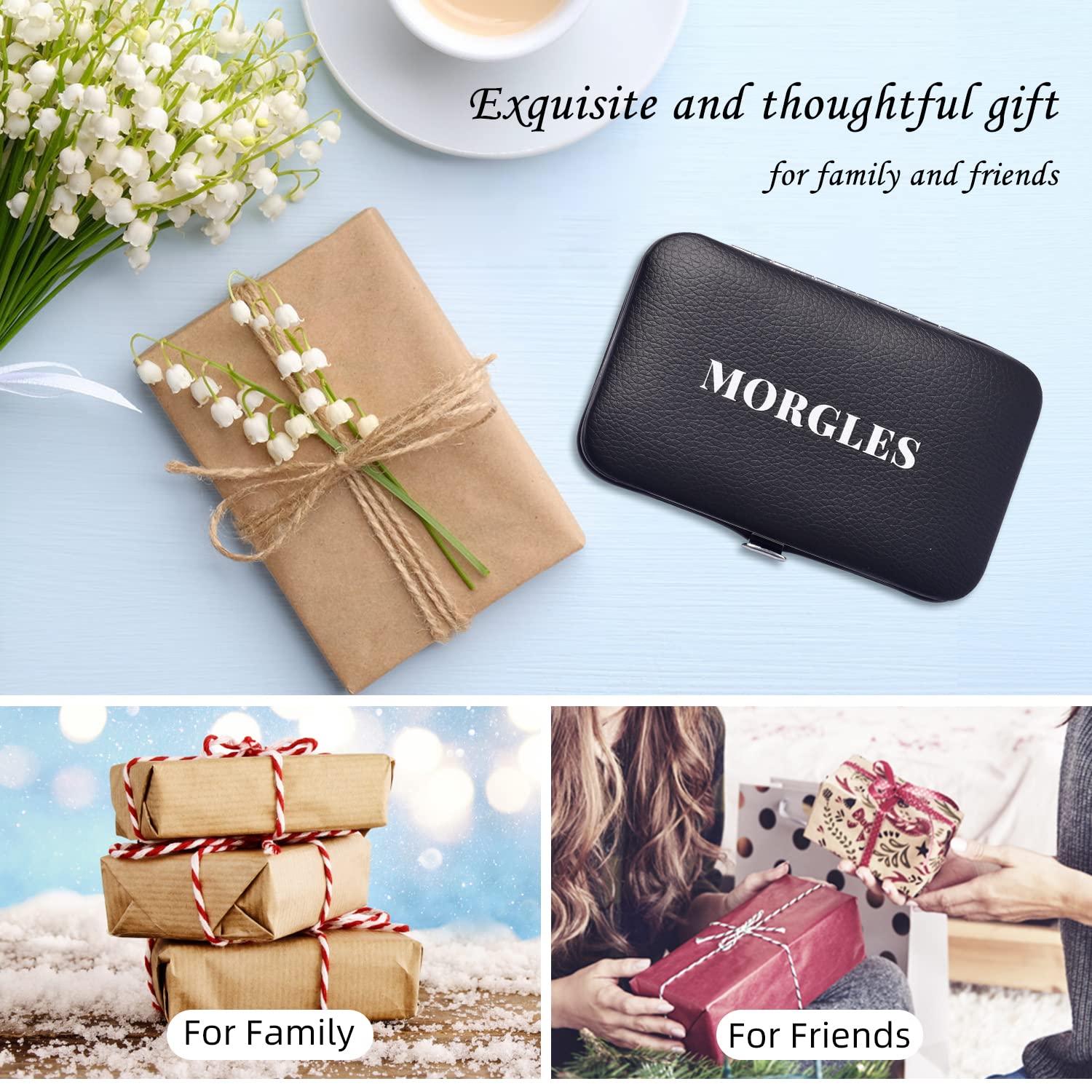 Thumbnail 6 de MORGLES Tweezers Set: Professional Nail Clippers & Tweezer Kit in Leather Case (9 Pack)