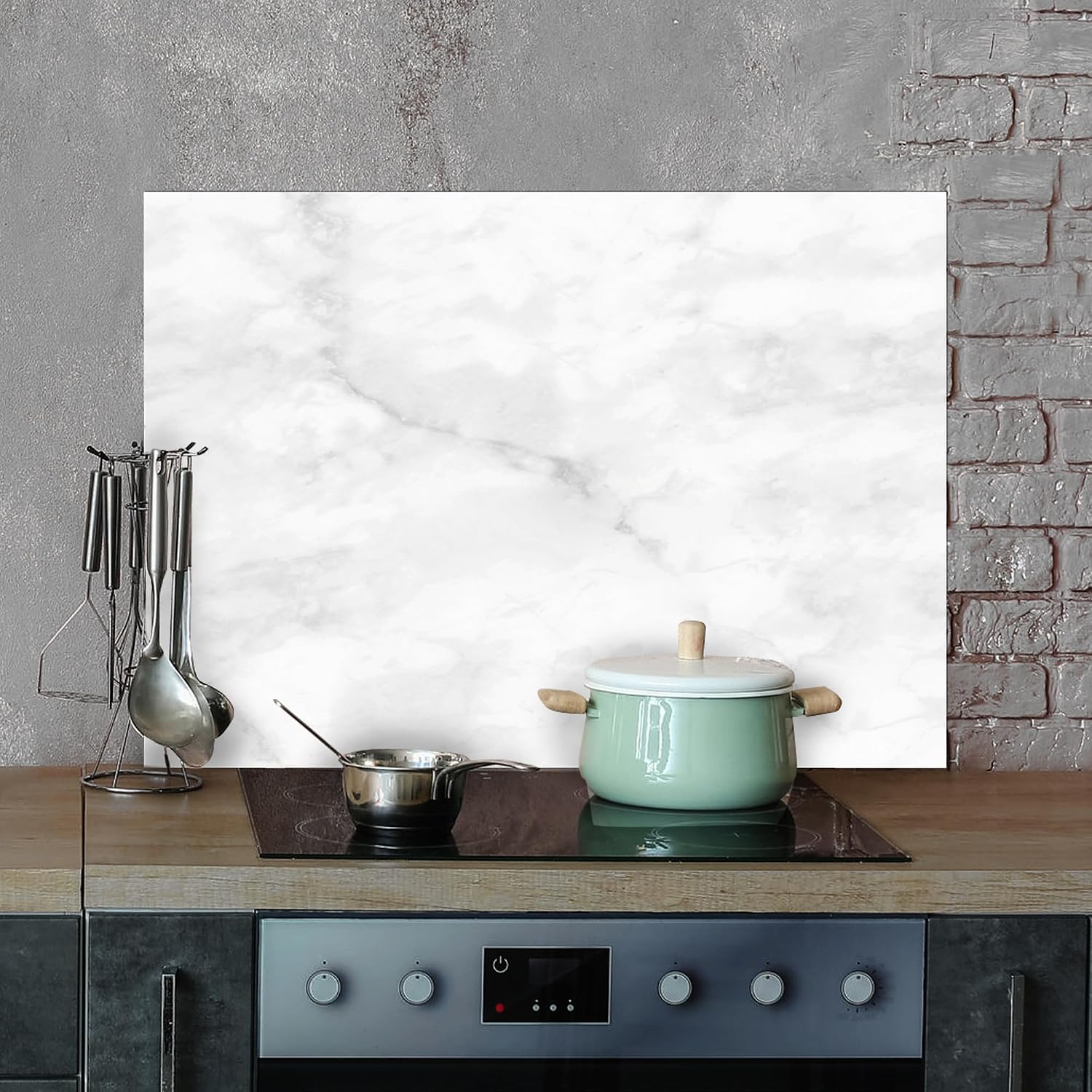 Thumbnail 6 de CREARREDA aluminiowa osłona ściany kuchennej 48 × 72 cm, motyw szarych płytek