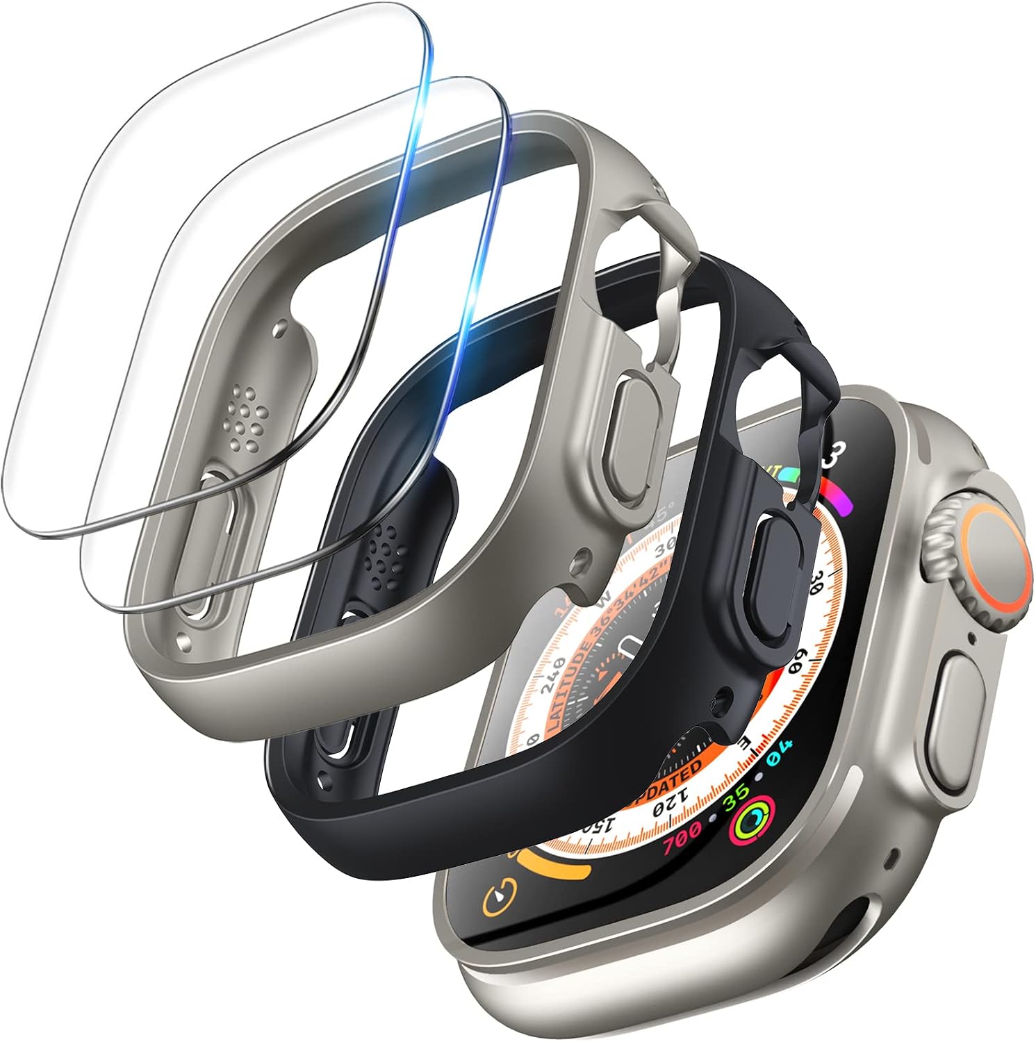Detalle de TOCOL 2 Pack Apple Watch Ultra 49mm screen protector and case