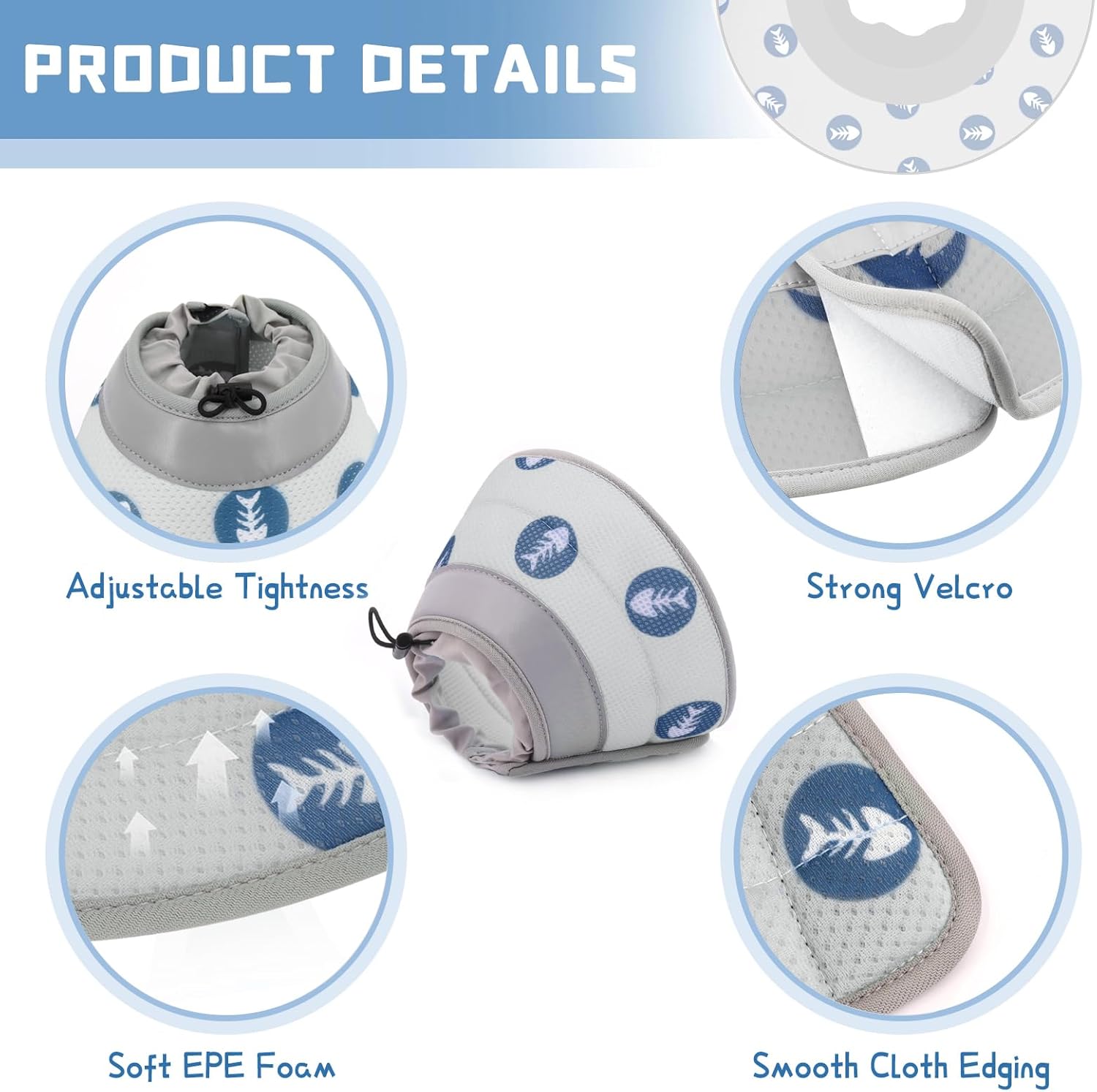 Thumbnail 5 de Supet soft cat recovery cone collar for post-surgery licking (Adjustable, EPE) – Grey, M