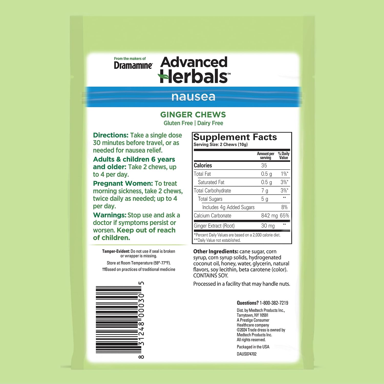 Thumbnail 6 de Dramamine Advanced Herbals Ginger Chews for Nausea, 40 Count