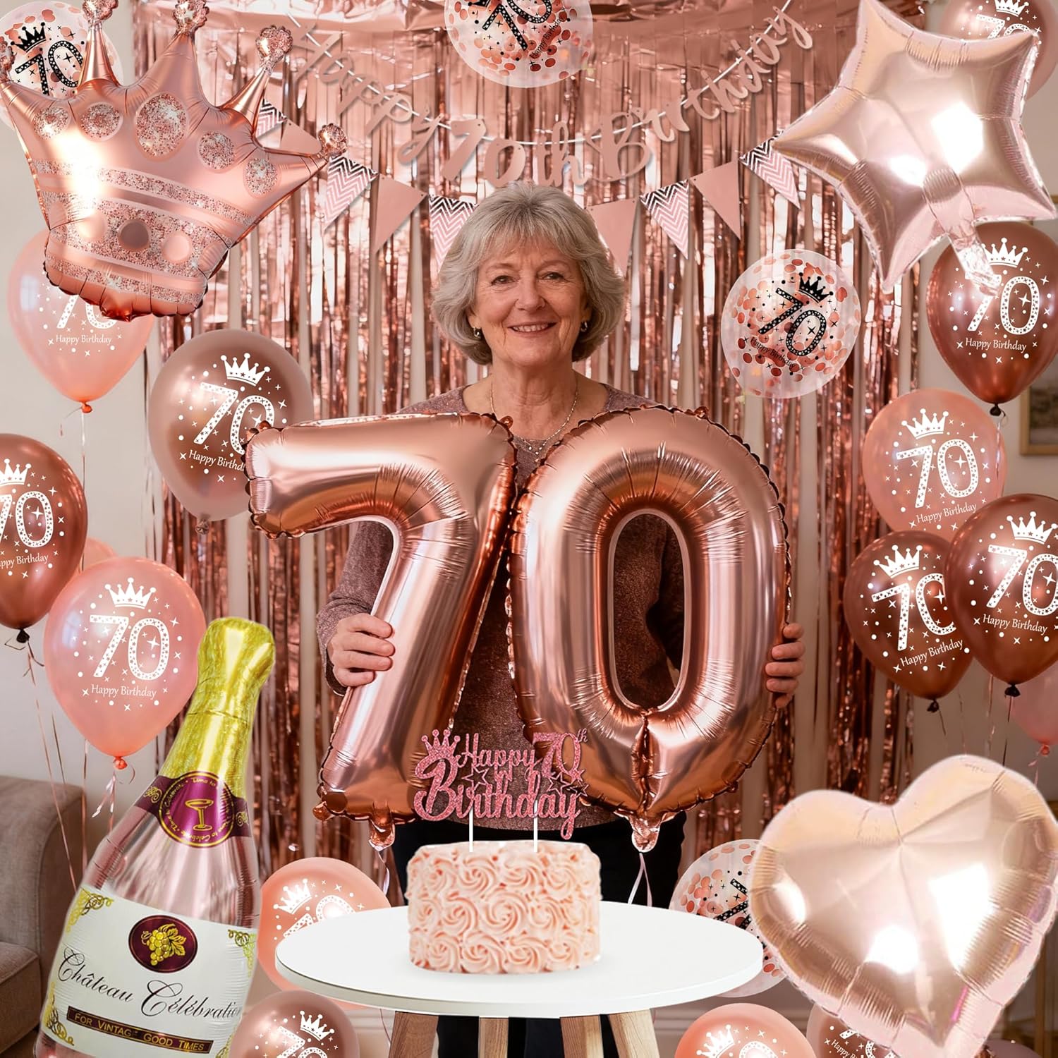 Thumbnail 3 de VICTERR 70th Birthday Decorations – Rose Gold Party Kit