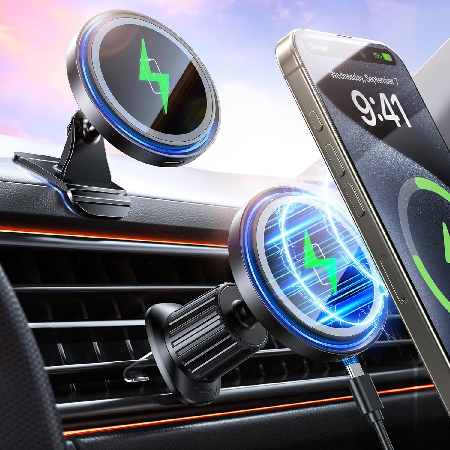 Detalle de MagSafe Car Mount Charger 15W Wireless Car Charger