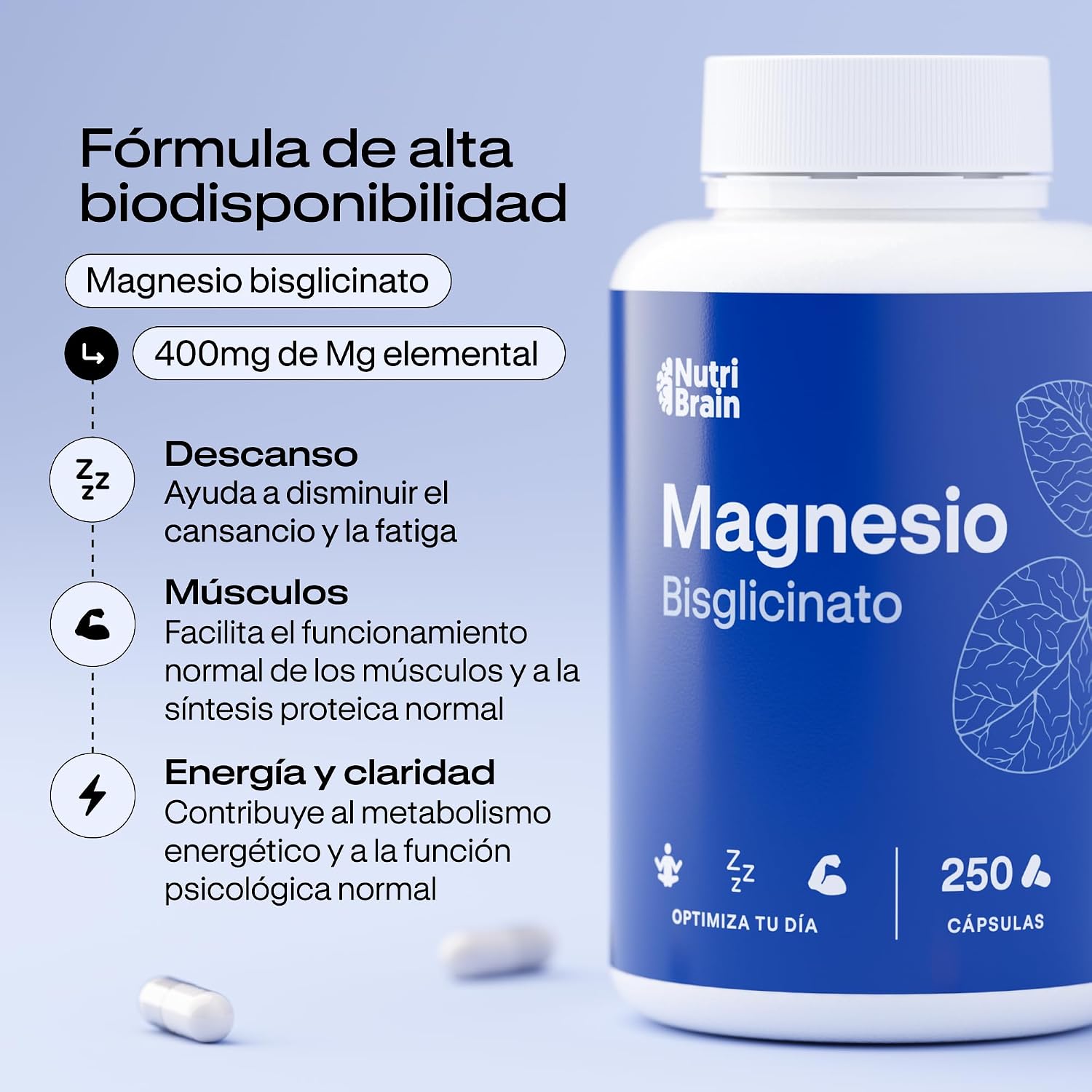 Detalle de NUTRIBRAIN Magnesio Bisglicinato 250 cápsulas