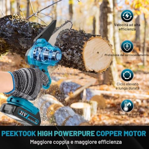 Detalle de UN Gy Mini Motosega a Batteria 6 Pollici 1000W brushless con 2 batterie e 2 catene