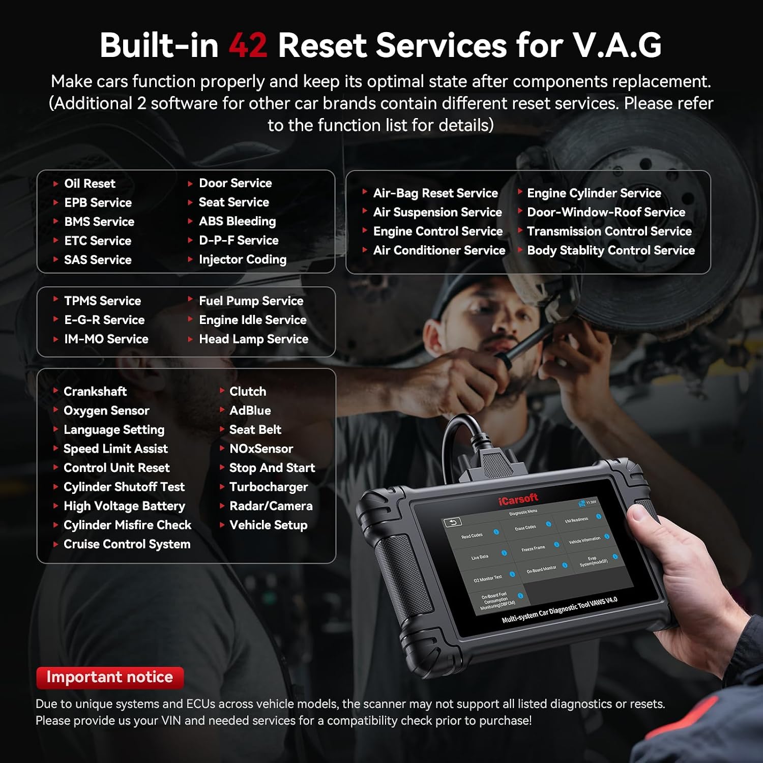 Thumbnail 3 de iCarsoft VAWS V4.0 bidirectional diagnostic tool for V.A.G plus optional brand packs