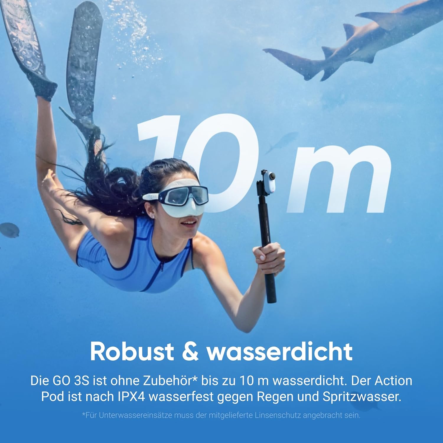 Detalle 2 de Insta360 GO 3S Fahrrad-POV-Bundle 64 GB Weiß – Tragbare 4K Mini-Kamera mit Freihand-POVs