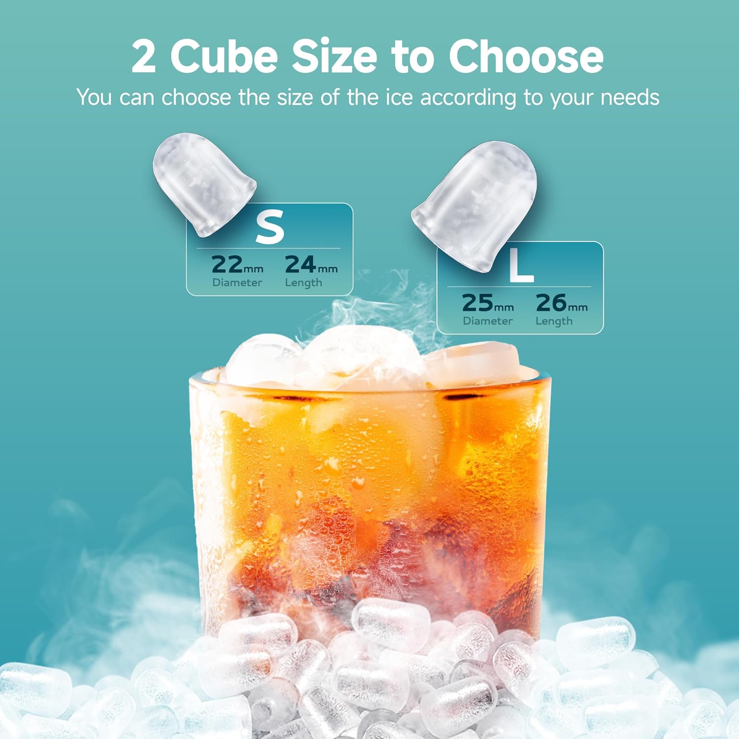 Thumbnail 2 de EUHOMY Ice Maker Machine with Self-Cleaning – 12 kg/Day, 2 Cube Sizes, Portable Countertop