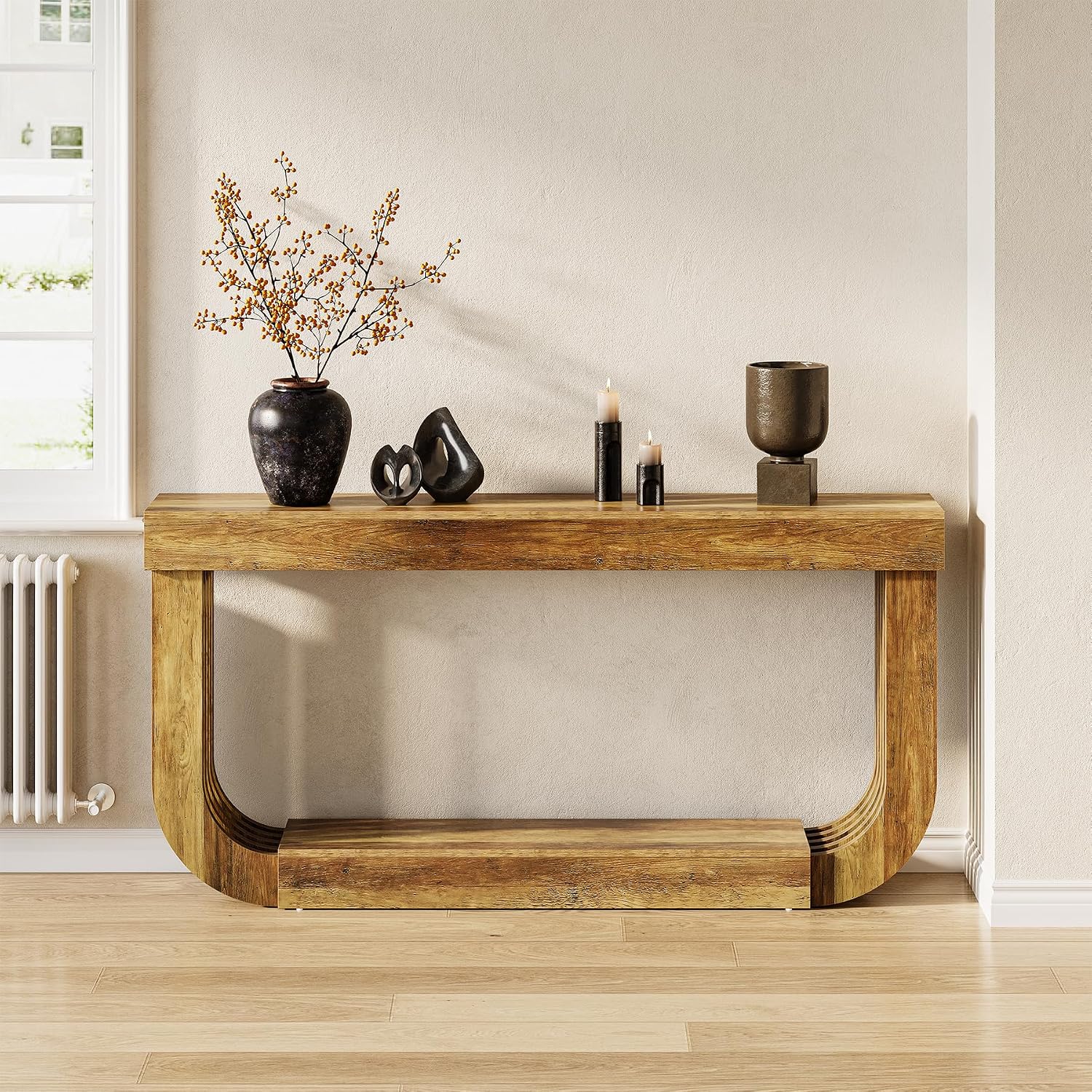 Detalle 2 de LITTLE TREE XFVC-TS08 2-Tier Console Table, 70.9-Inch Rustic Brown
