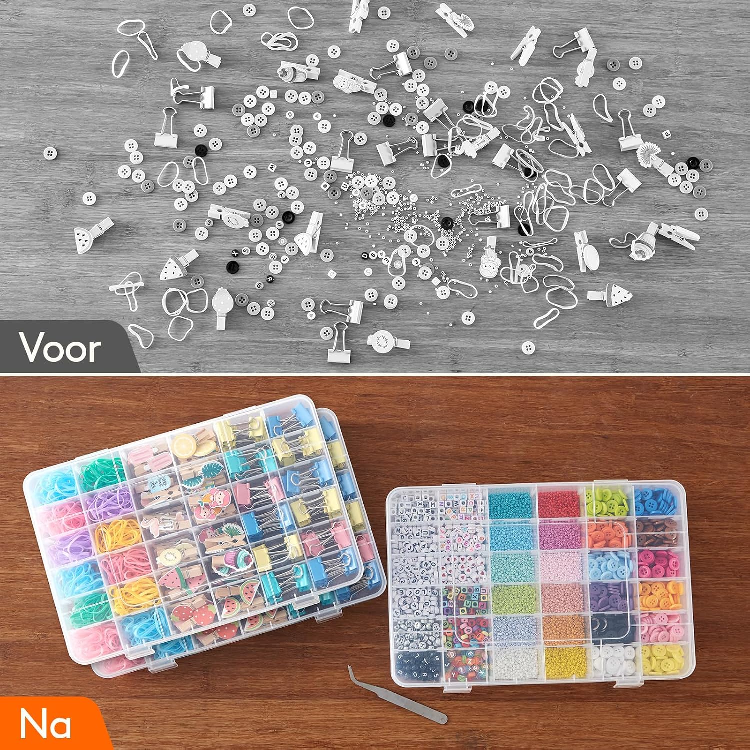 Thumbnail 5 de Lifewit 22043 opbergdozen met 36 vakken, verstelbare verdelers en kliksluiting
