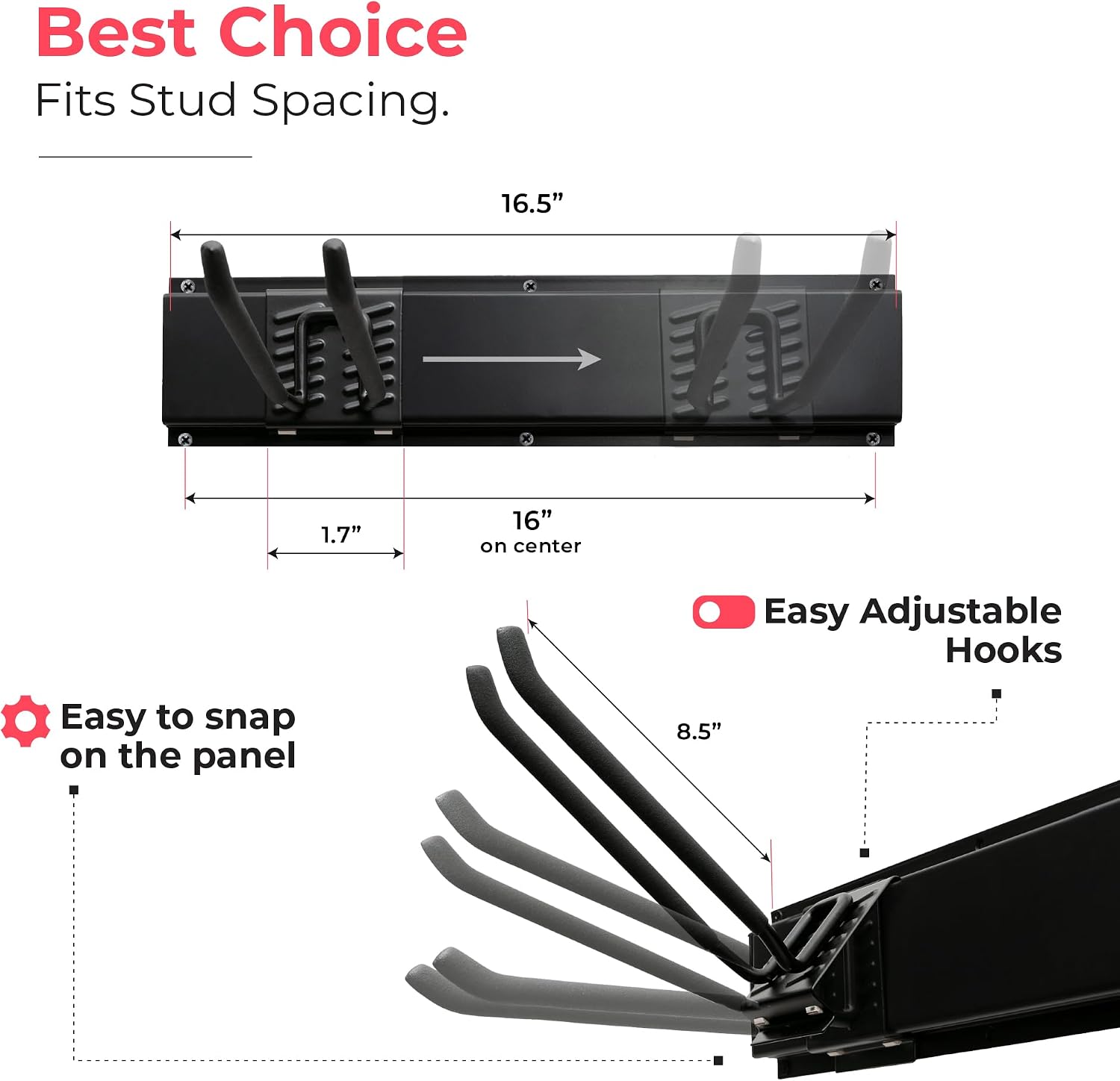 Thumbnail 5 de TIDYME TD-GTOOLV06 Garage Tool Organizer, 96-Inch Wall Mount, 600 lb Capacity