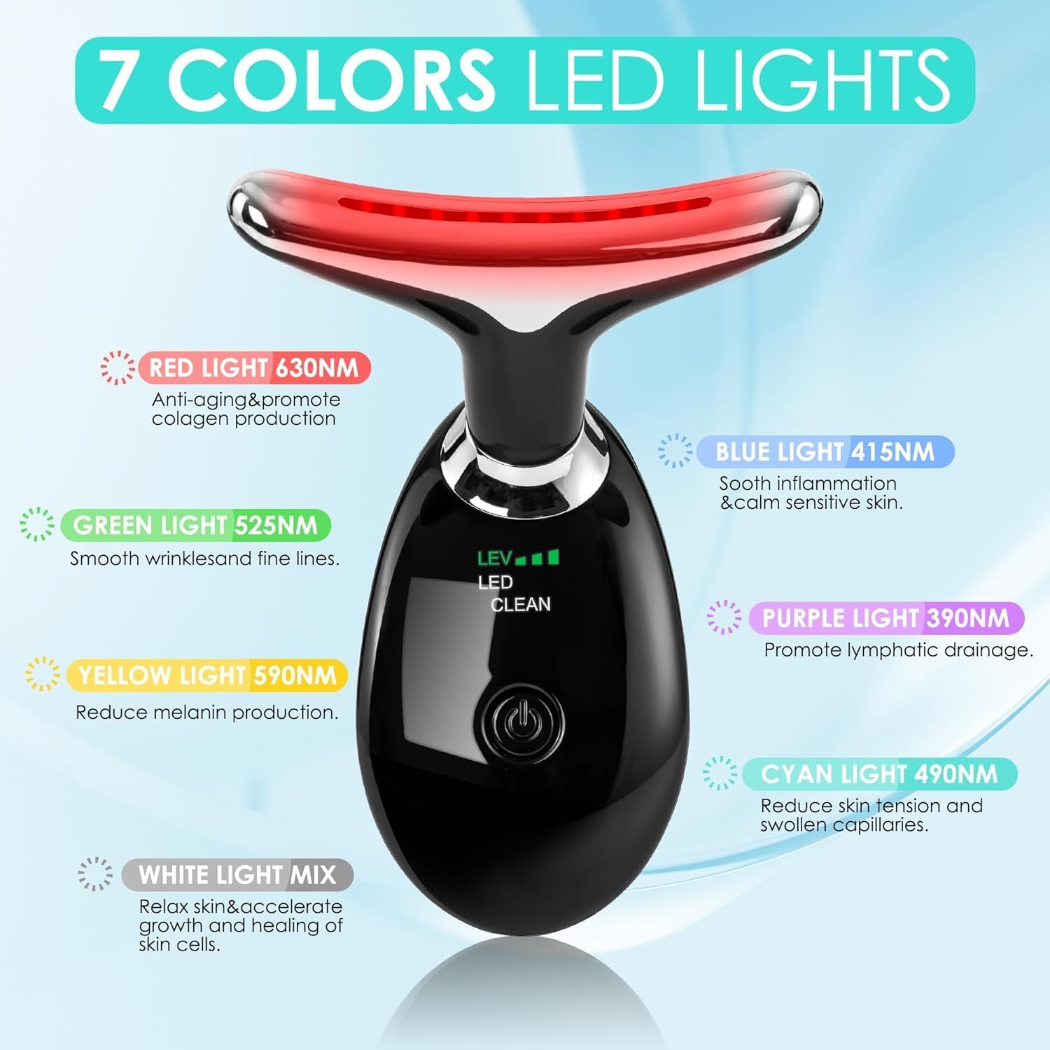 Detalle de Eshomey Gesichtsmassagegerät gegen Falten mit 3 Modi und 45℃ V-Shape EMS, Schwarz