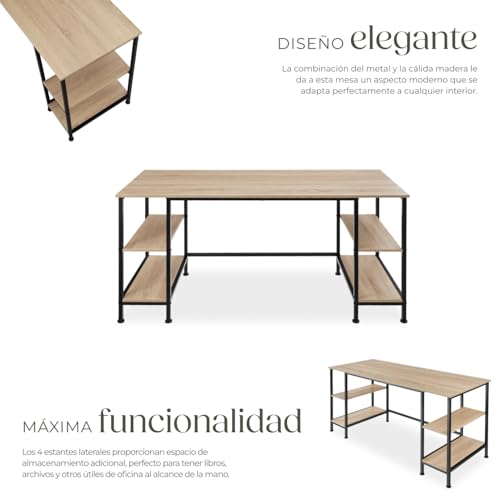 Detalle 1 de tectake® Mesa Comedor Industrial de Madera Clara