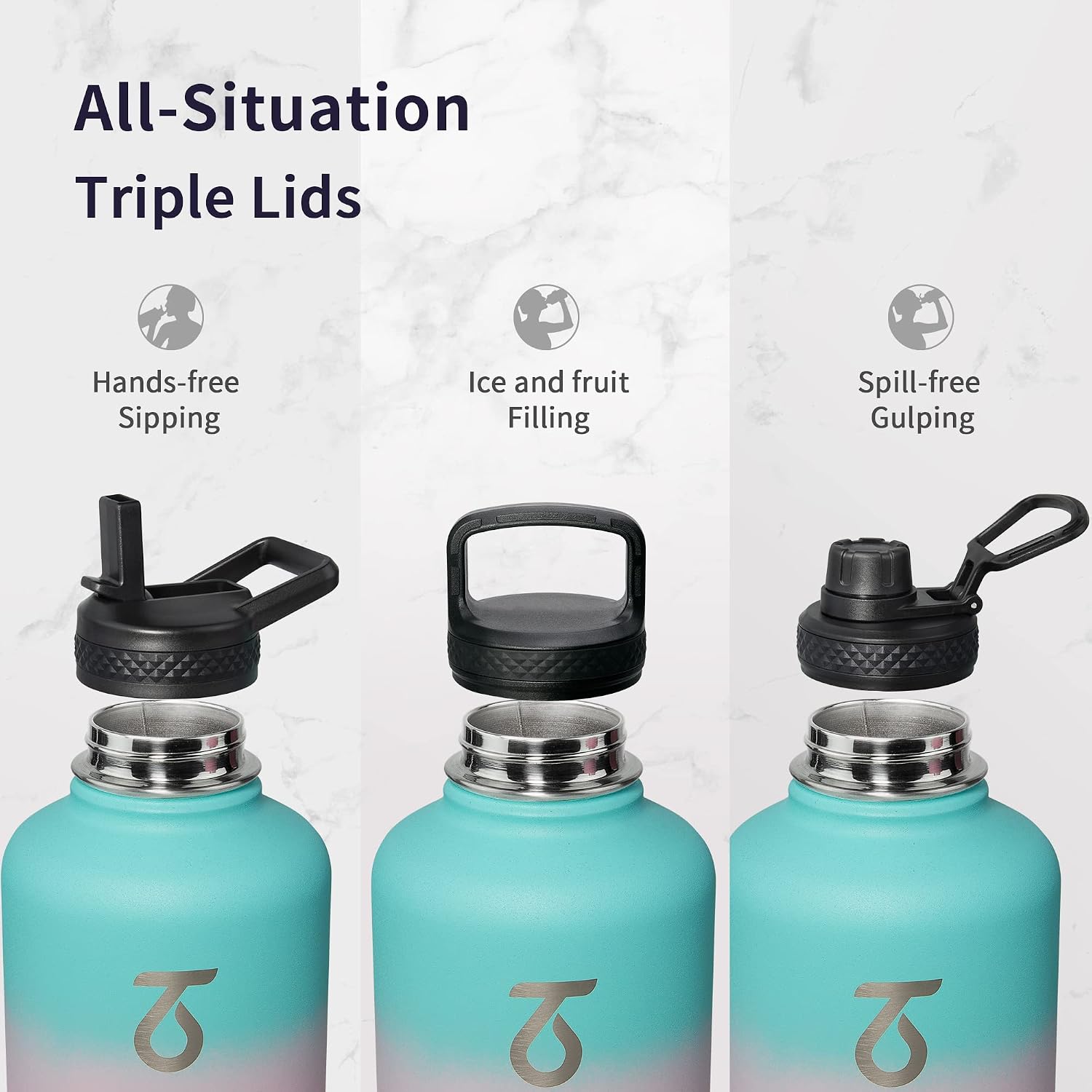 Detalle de Trebo Water Bottle Insulated with Lid and Straw (Hydrangea)