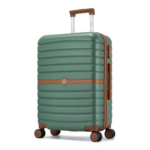 Detalle de Kono Medium Hard Shell Suitcase: Green 24-inch ABS+PC Checked Luggage