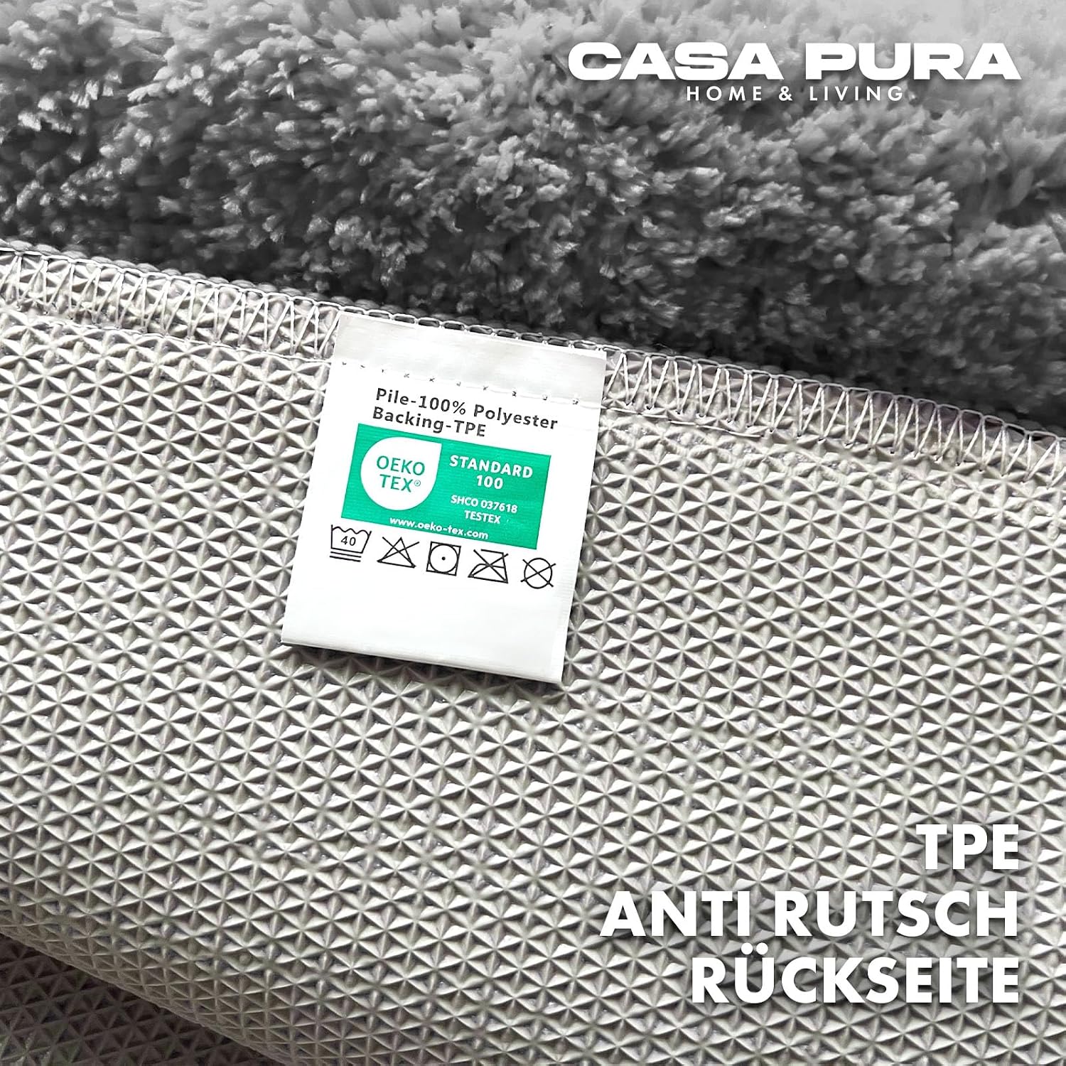 Detalle de casa pura Badematte Silbergrau Sky Soft – weicher, rutschfester Badvorleger in Shaggy-Optik (80x150 cm)
